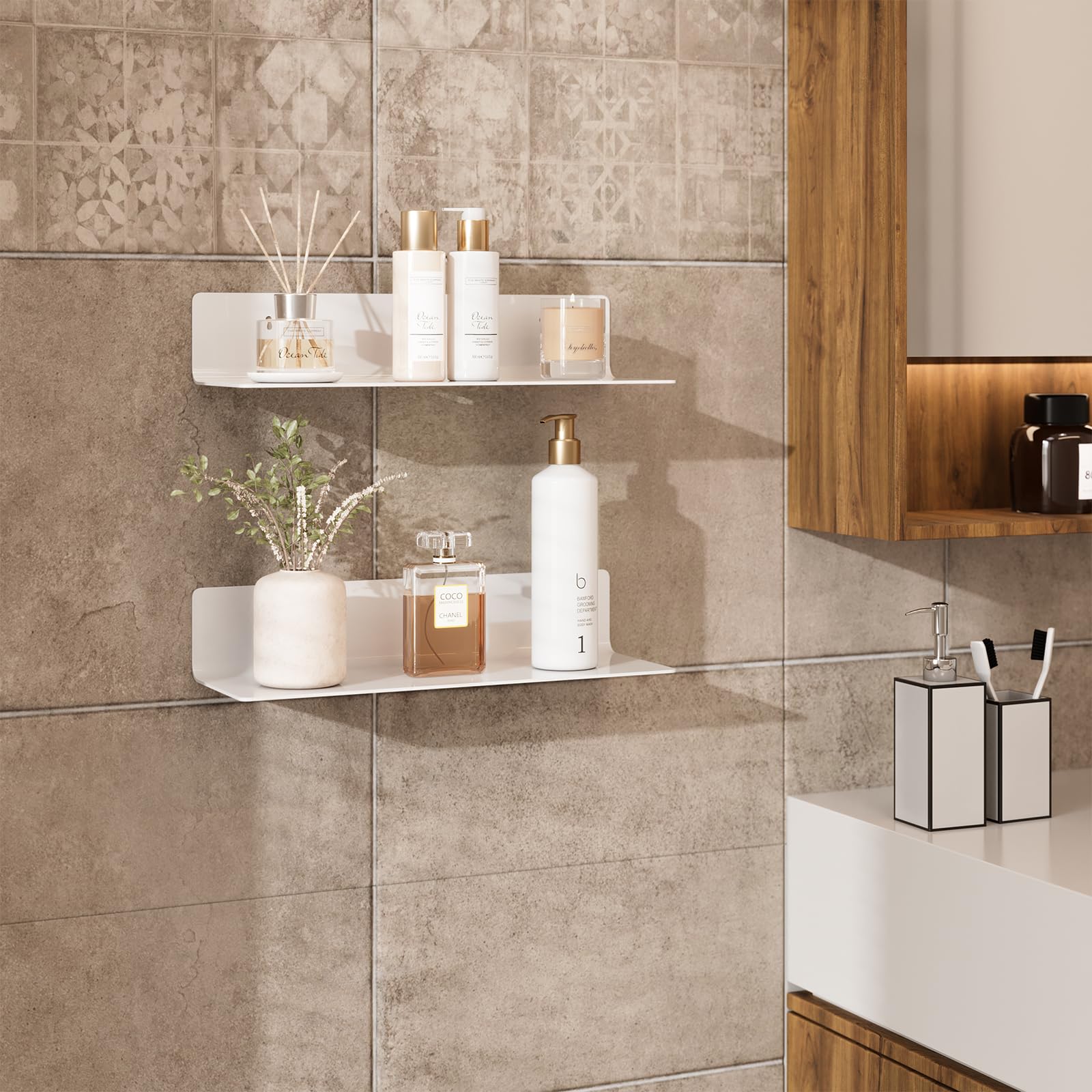 Floating Acrylic Shelves, 2 Pack Kids Floating Bookshelf Wall Mounted Display Shelf for Books