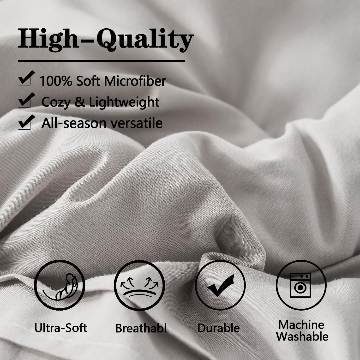 Comforter Set 7 Piece Bed in a Bag, Grid Pinch Pleat Bedding Set, Striped Textured Soft Microfiber Comforter with Sheet Set