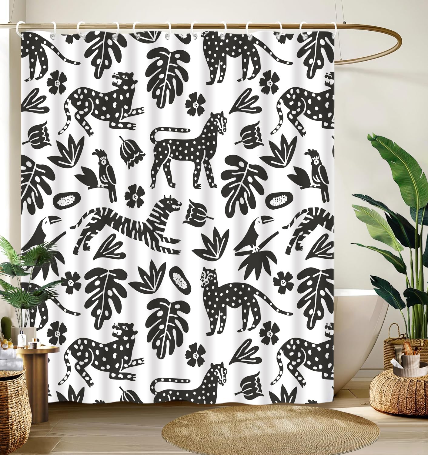 Cute Shower Curtain for Bathroom Modern Aesthetic Funky Decorative, Pretty Chic Cloth Set with Hooks, 72x72 Inch