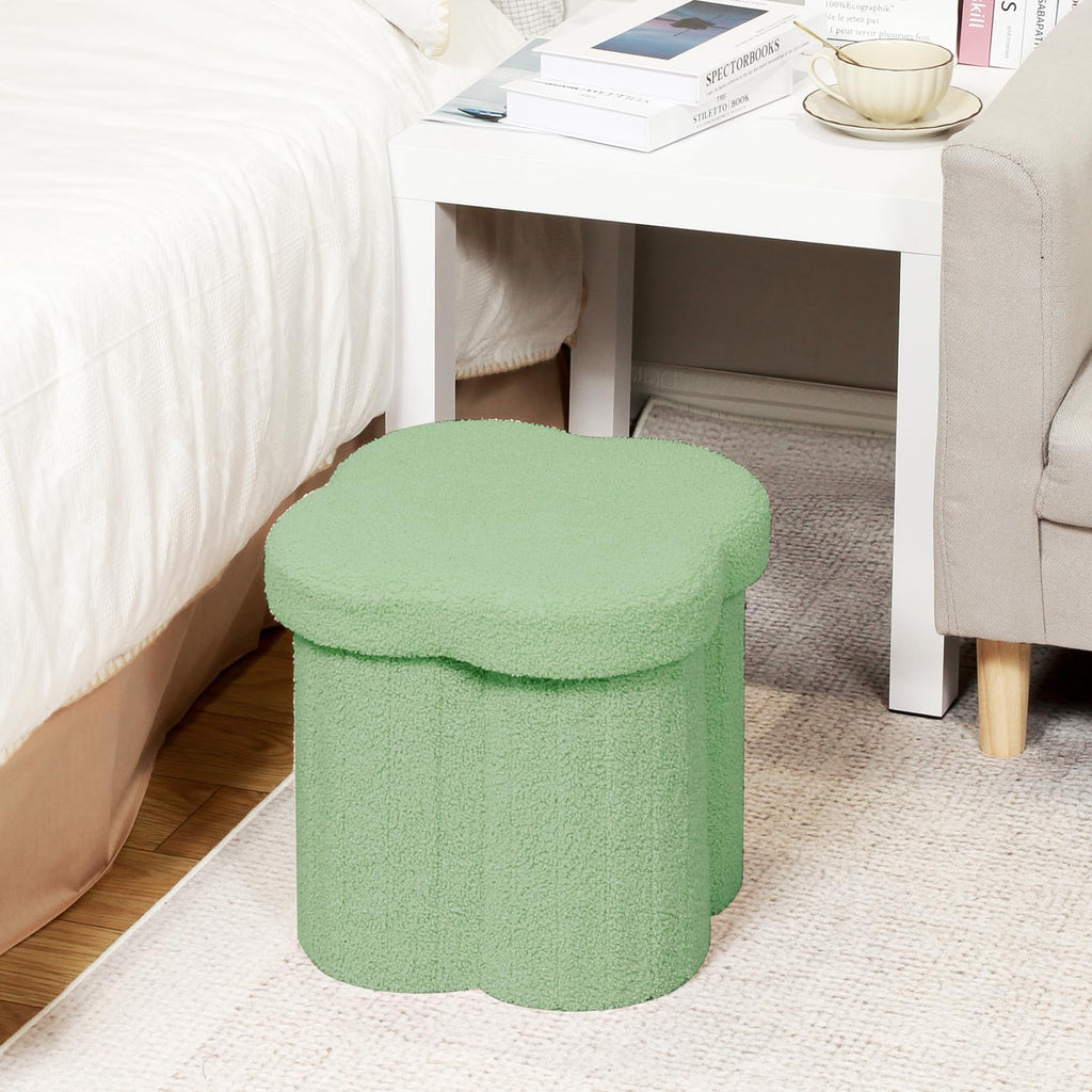 Flower-Shaped Storage Ottoman â€?Boucle Footstool & Seat for Living Room & Dorm