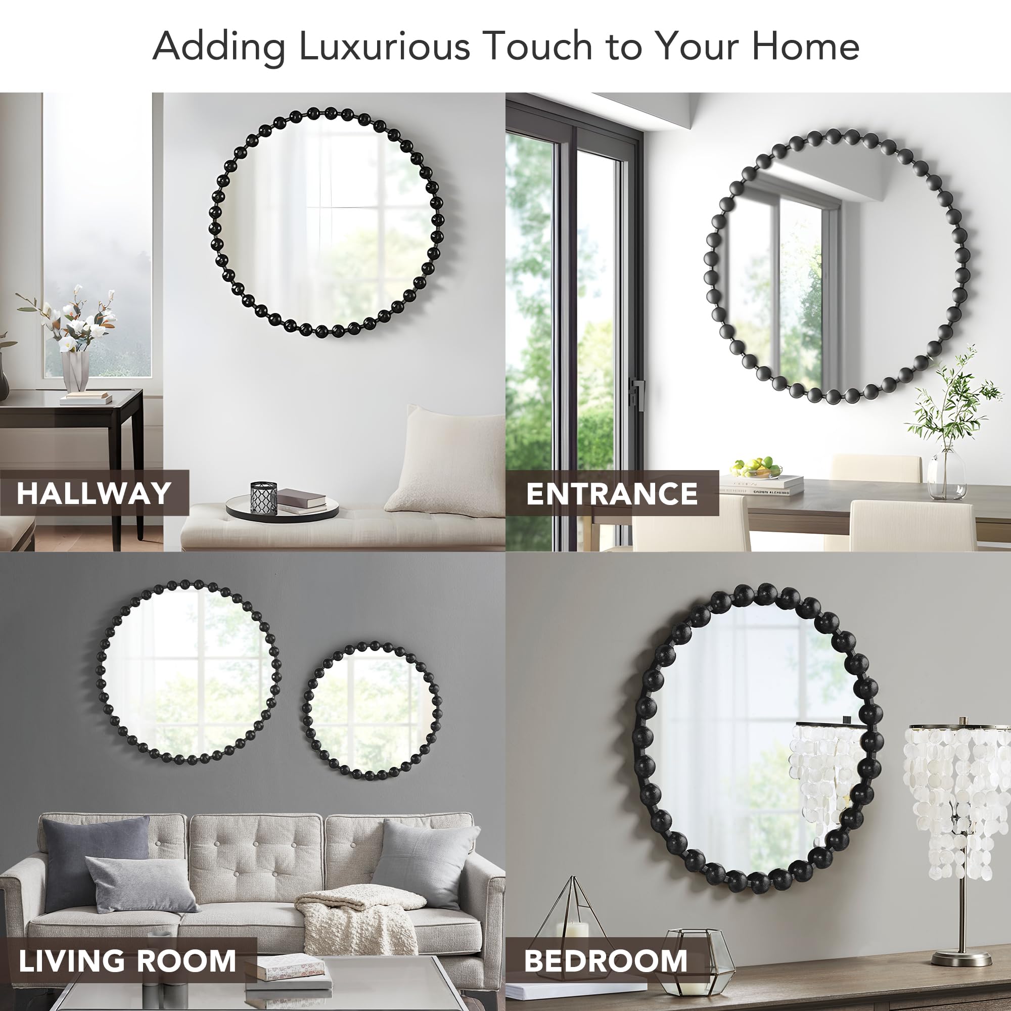 Metal Spherical Frame Round Mirror 36" Diameter