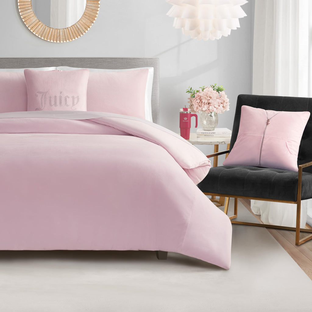 Juicy Couture Solid Velour 3-Piece King Comforter Set â€?Luxurious Bedding Ensemble