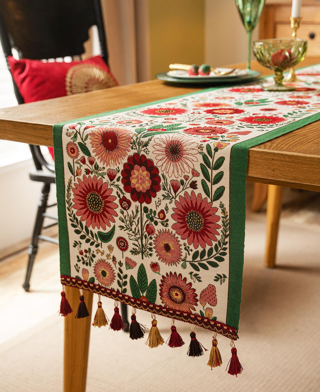 Retro-Luxury Tassels Table Runner Series for Kitchen Dining Table