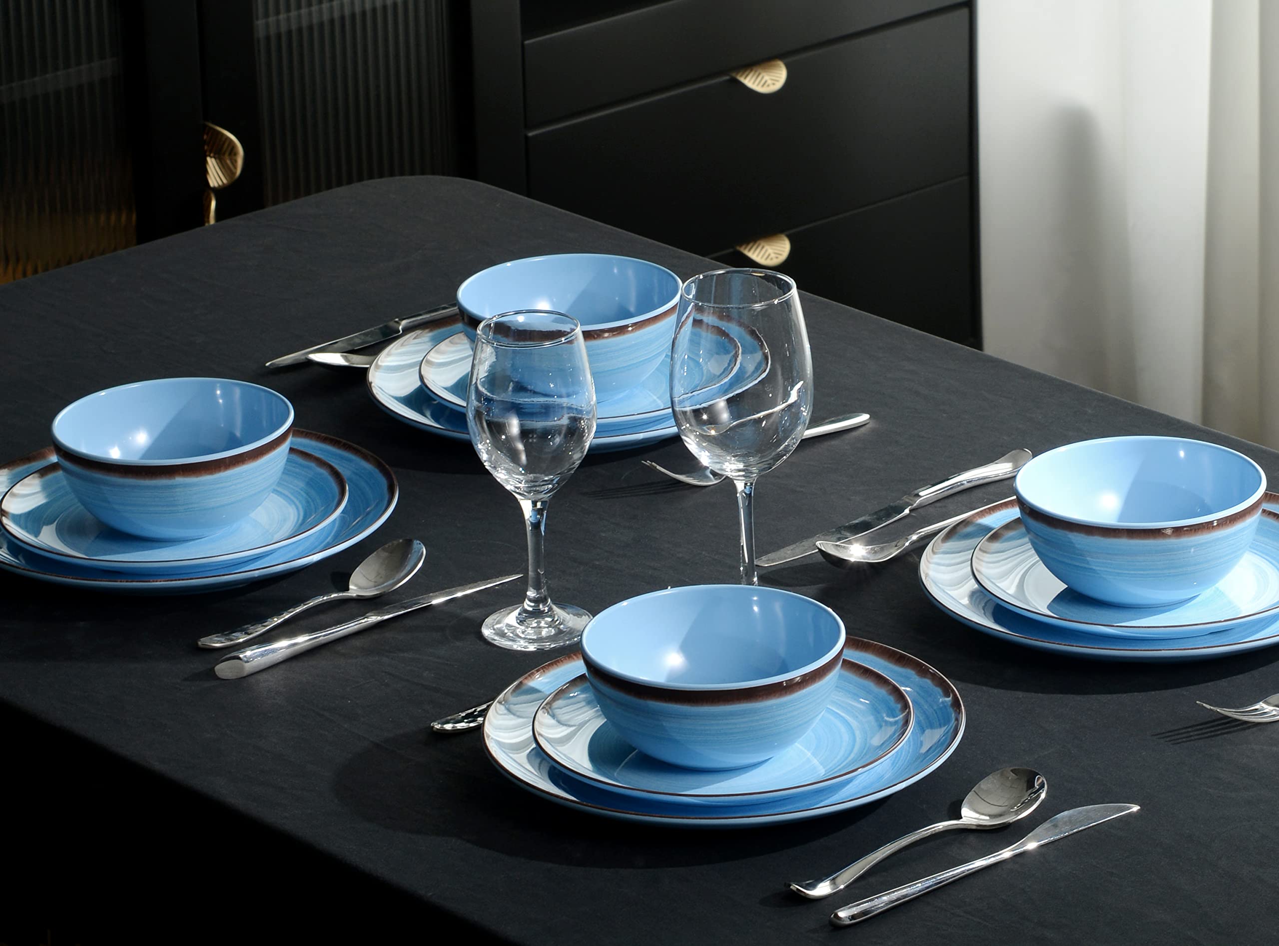 Dinnerware Set 12Pcs, Plates And Bowls Sets for 4