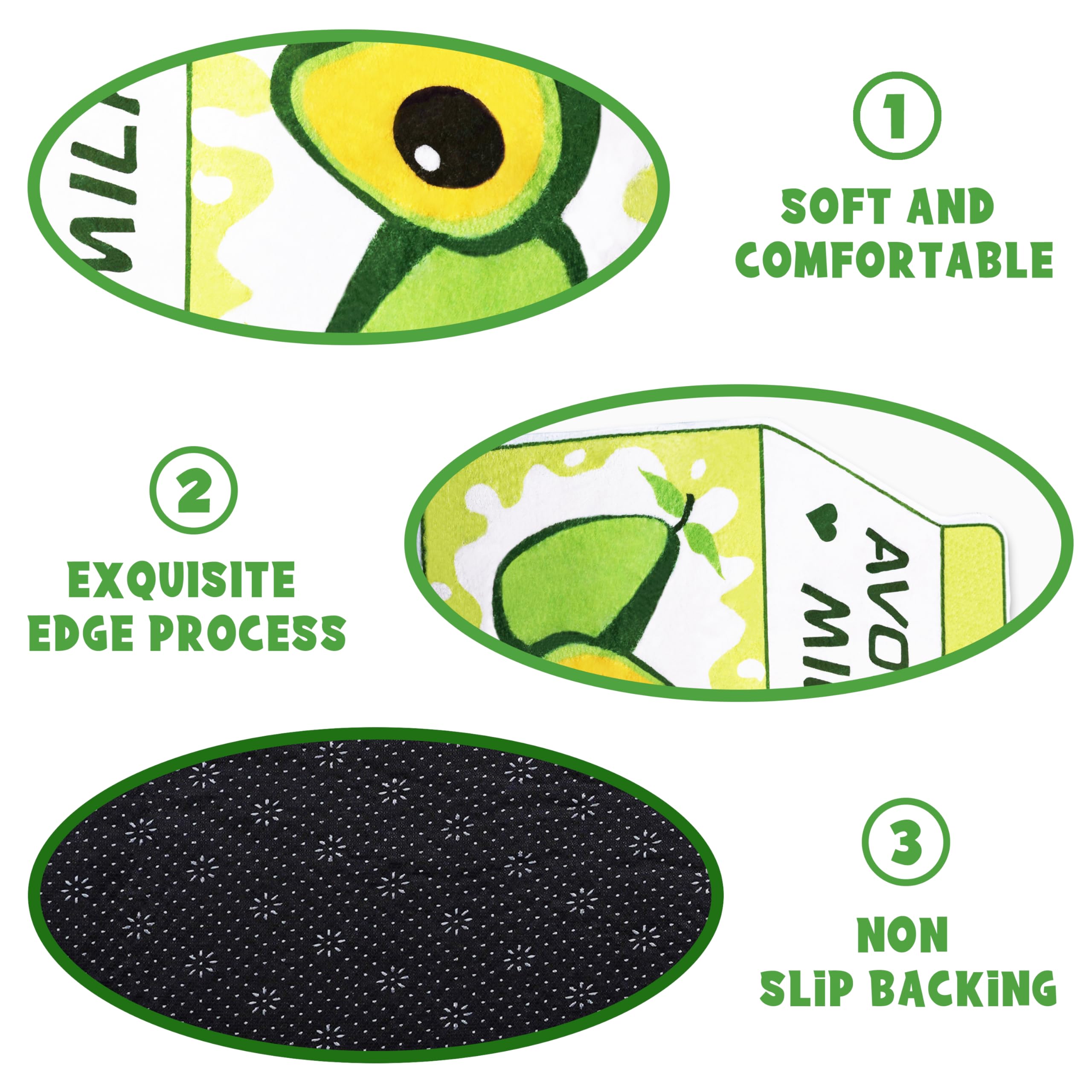 Cute Fruit Milk Rug Non-Slip Soft Washable Funny Irregular Shaped Bath Mat for Bathroom, Bedroom Living Room, 25.6"x27.5"