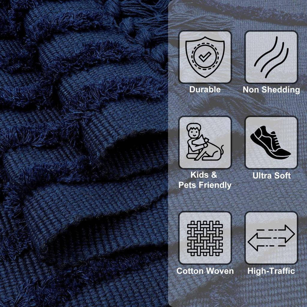 Washable Kitchen Runner Rug - Hand-Woven Bathroom Runner Rug with Tassels, Terracotta Entryway Runner Rug, Tufted Rainbow Bedroom Rug Runner, Hallway Rug for Laundry/Living Room