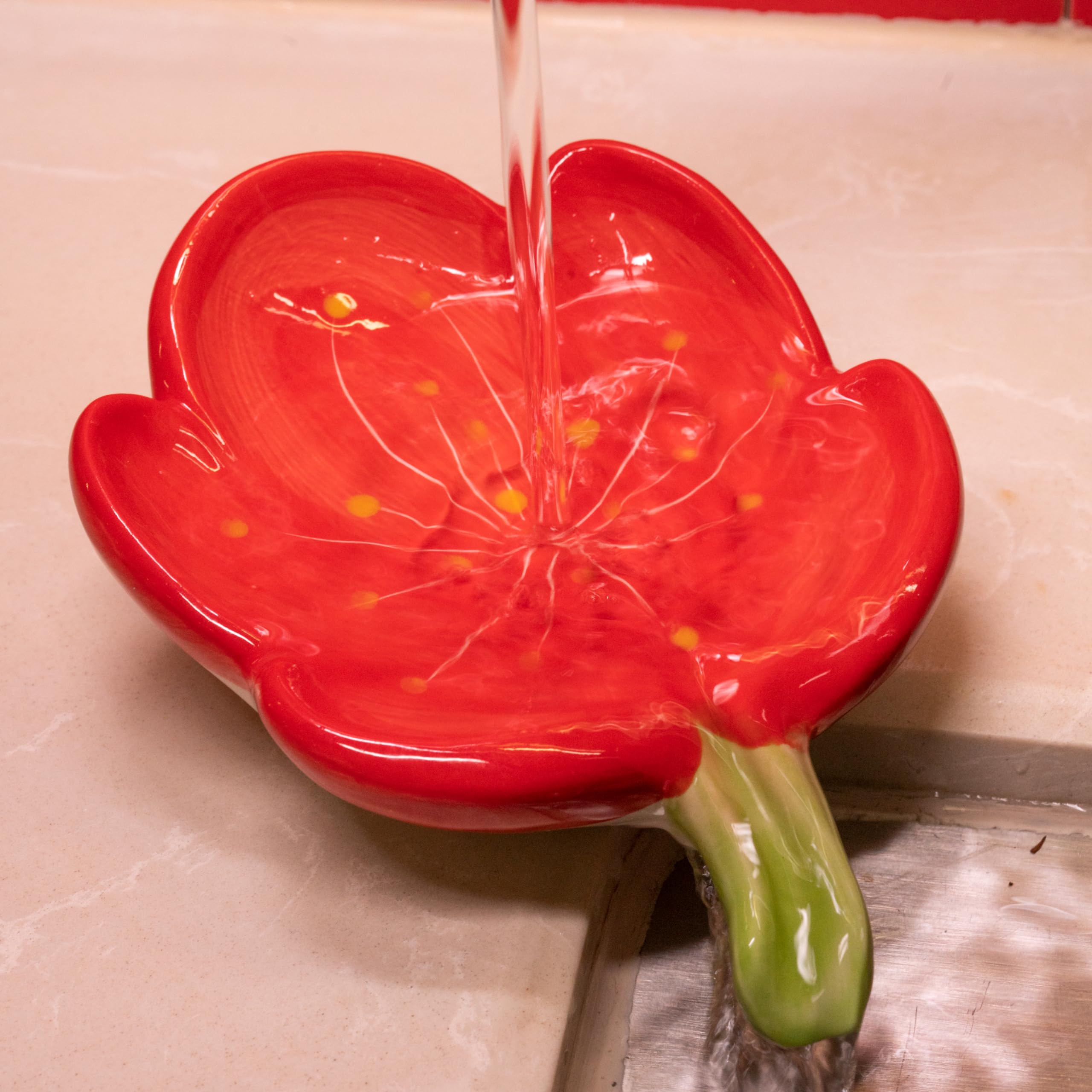 Ceramic Flower Soap Dish Holder for Bathroom