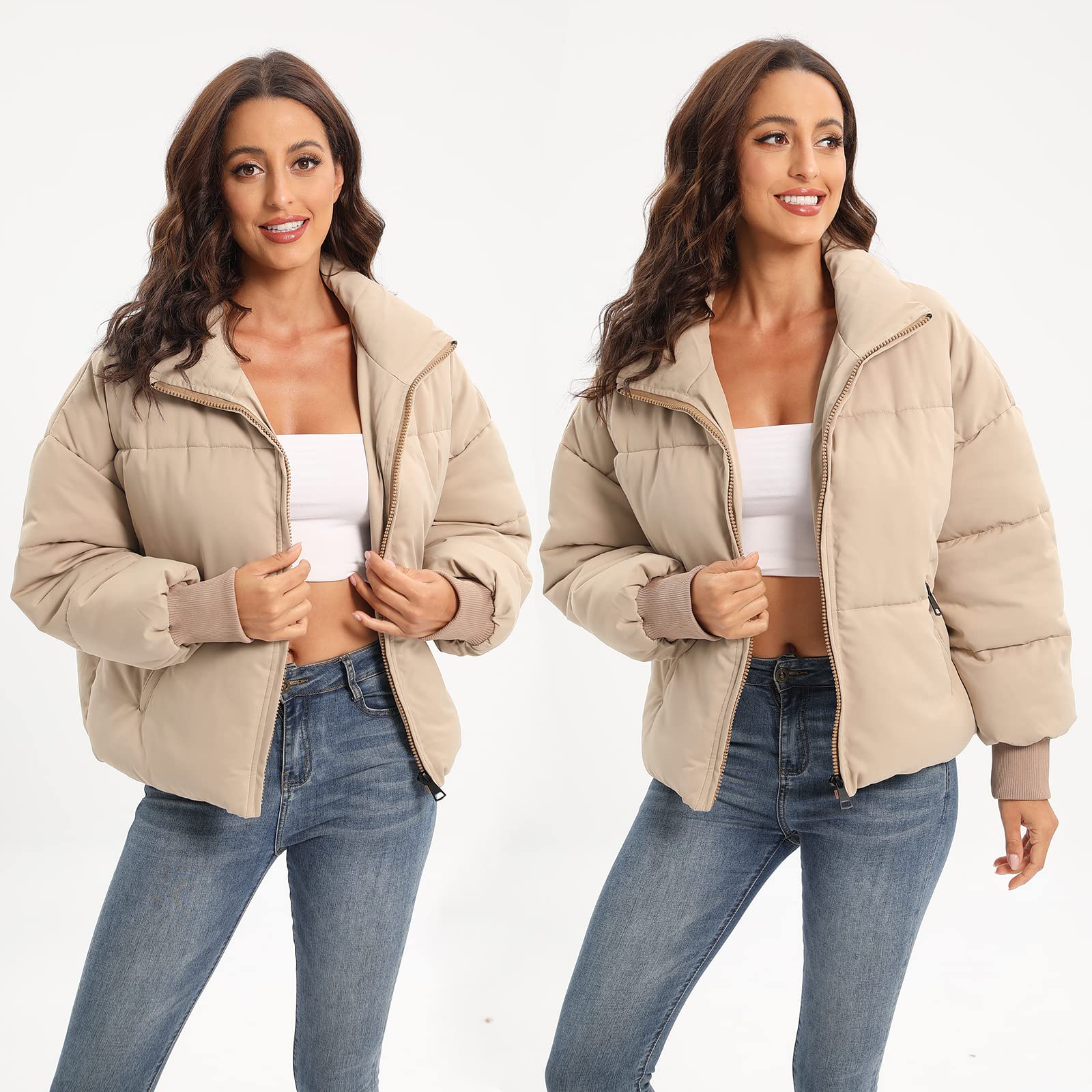 Women's Winter Baggy Zip Puffer jackets Short Down Jacket Coat