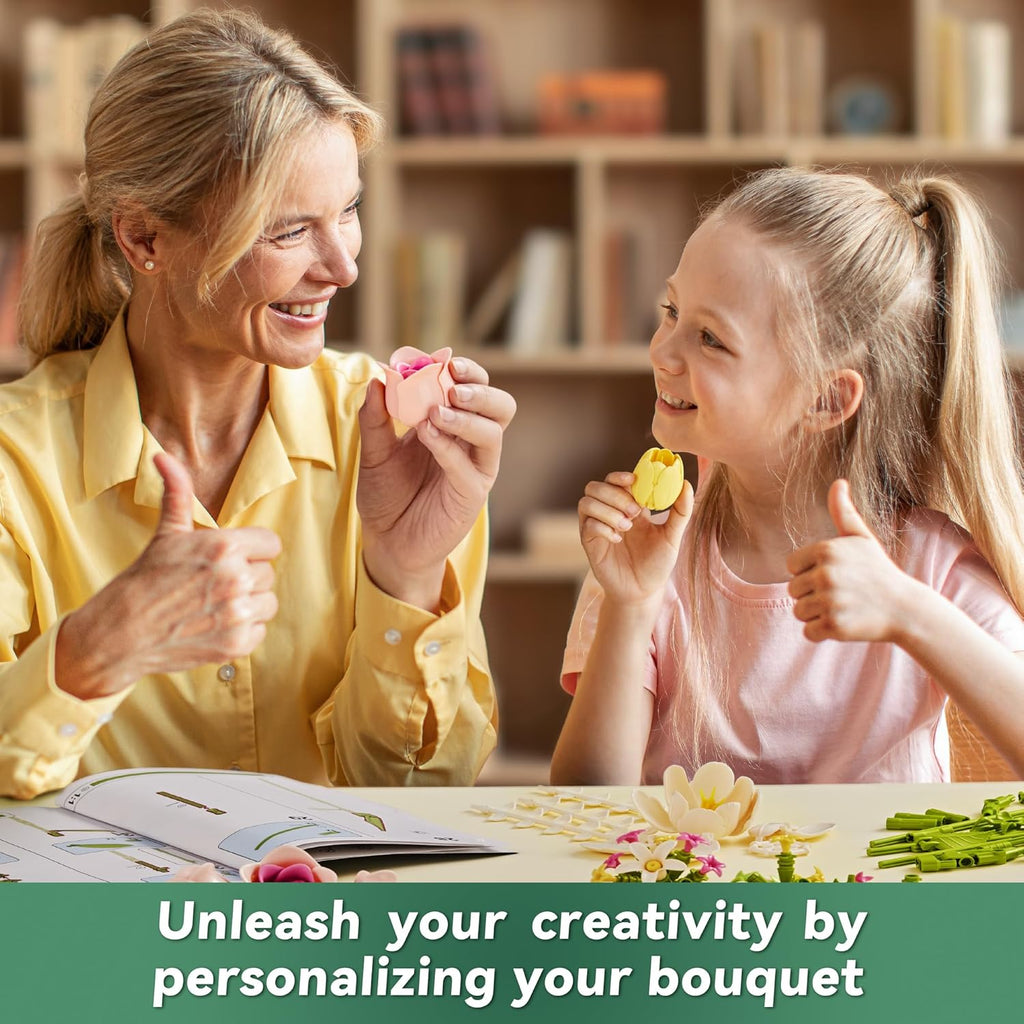 Tulip & Rose Flower Bouquet Building Set 18-Pack