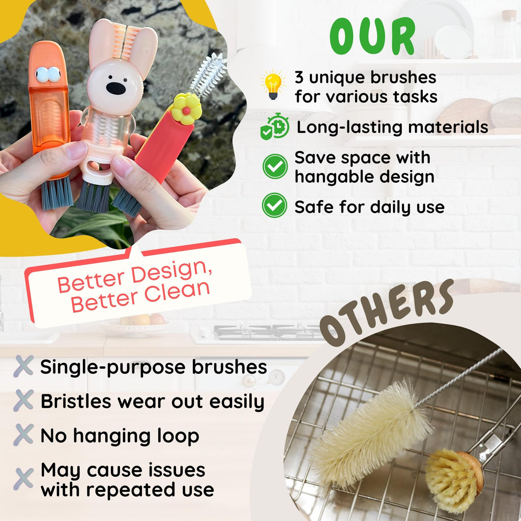 Cup Lid Cleaning Brush, 3 in 1 Cup Cleaner Brush New Multifunctional Lid Cleaner Lid Brush Cleaning Tool Multipurpose