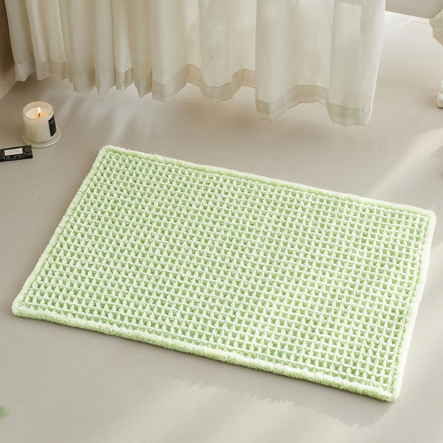 Waffle Bath Mat Non Slip Washable Quick Dry Cute Bath Mat