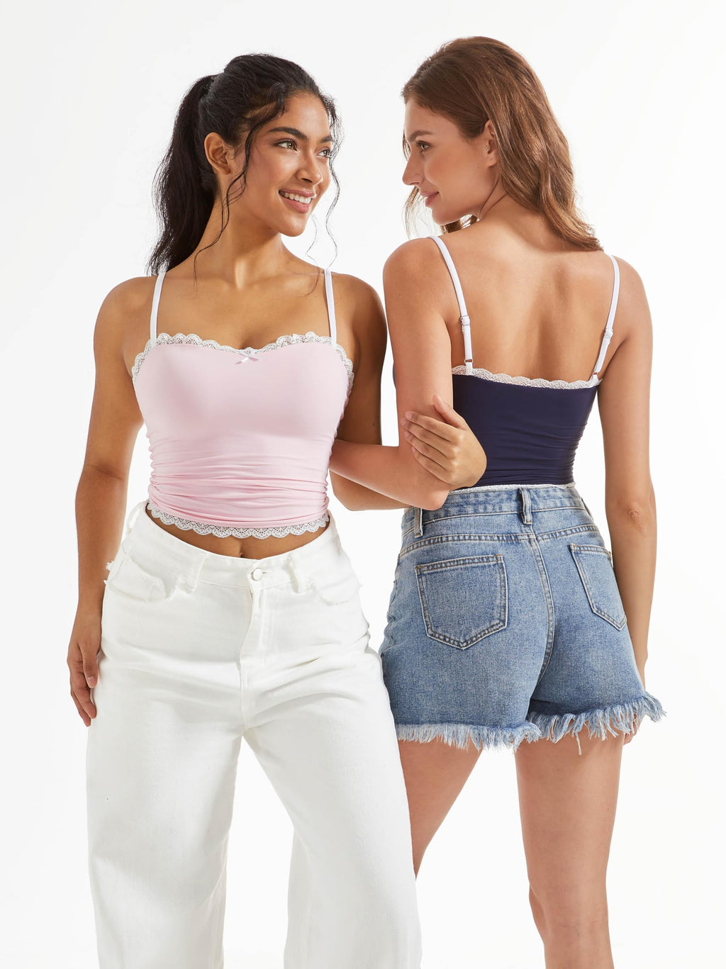 Lace Tank Tops for Women Sexy Double Lined Y2K Going Out Basic Cami Shirt