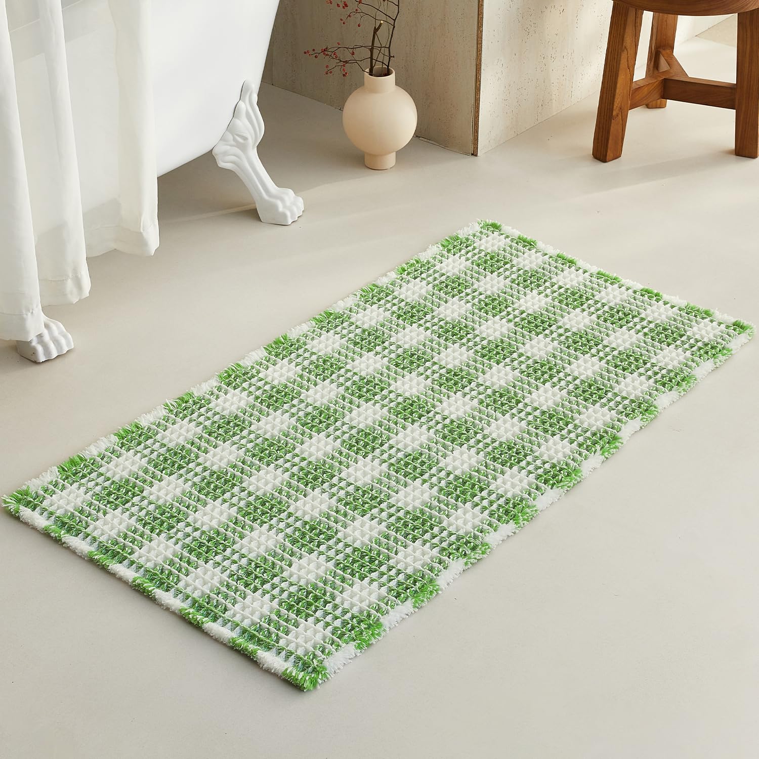Waffle Bath Mat Non Slip Washable Quick Dry Cute Bath Mat