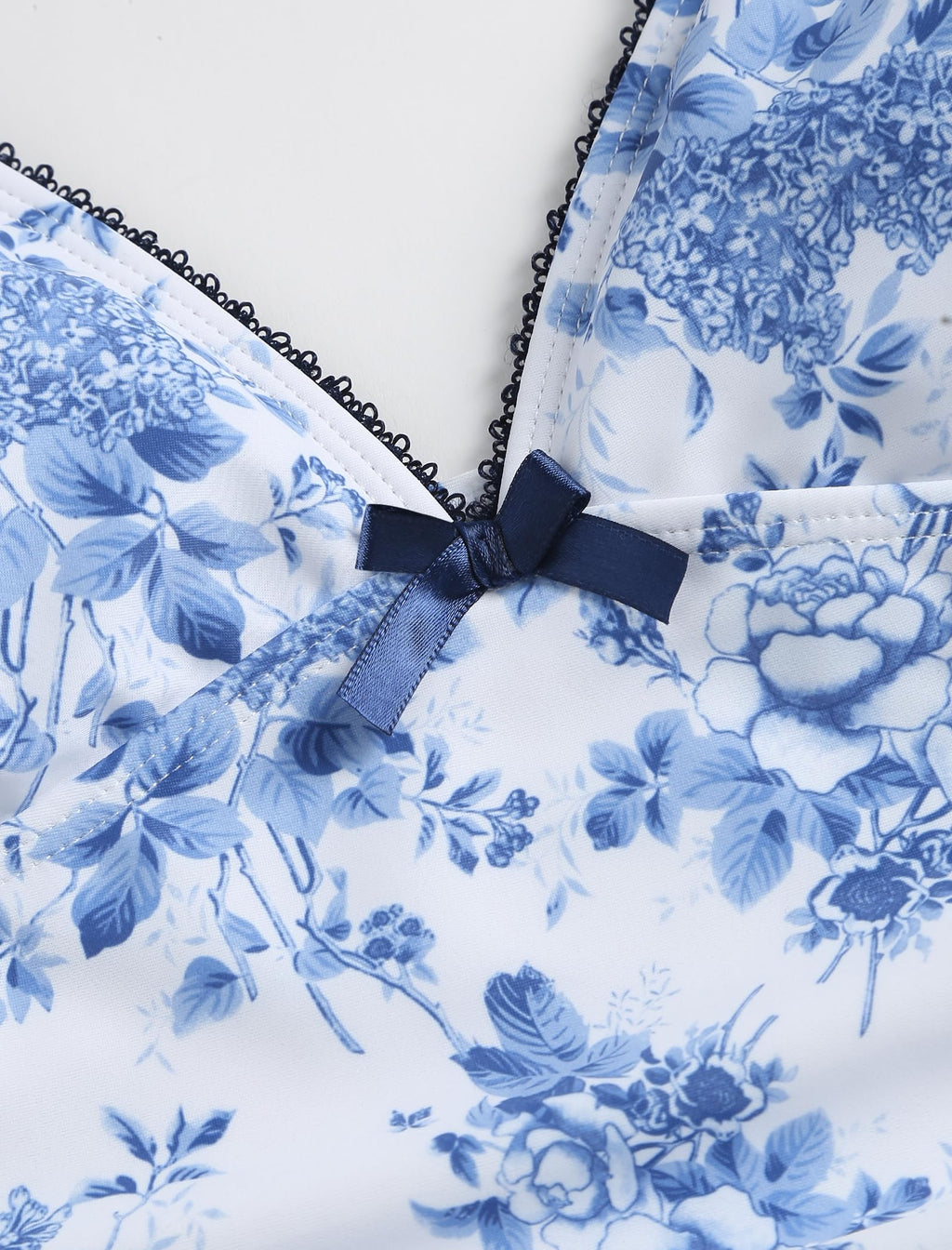 Women's 2 Pieces Tankini Swimsuits V Neck Bow Decor Lace up Tummy Control High Waisted Bikini Swimsuits