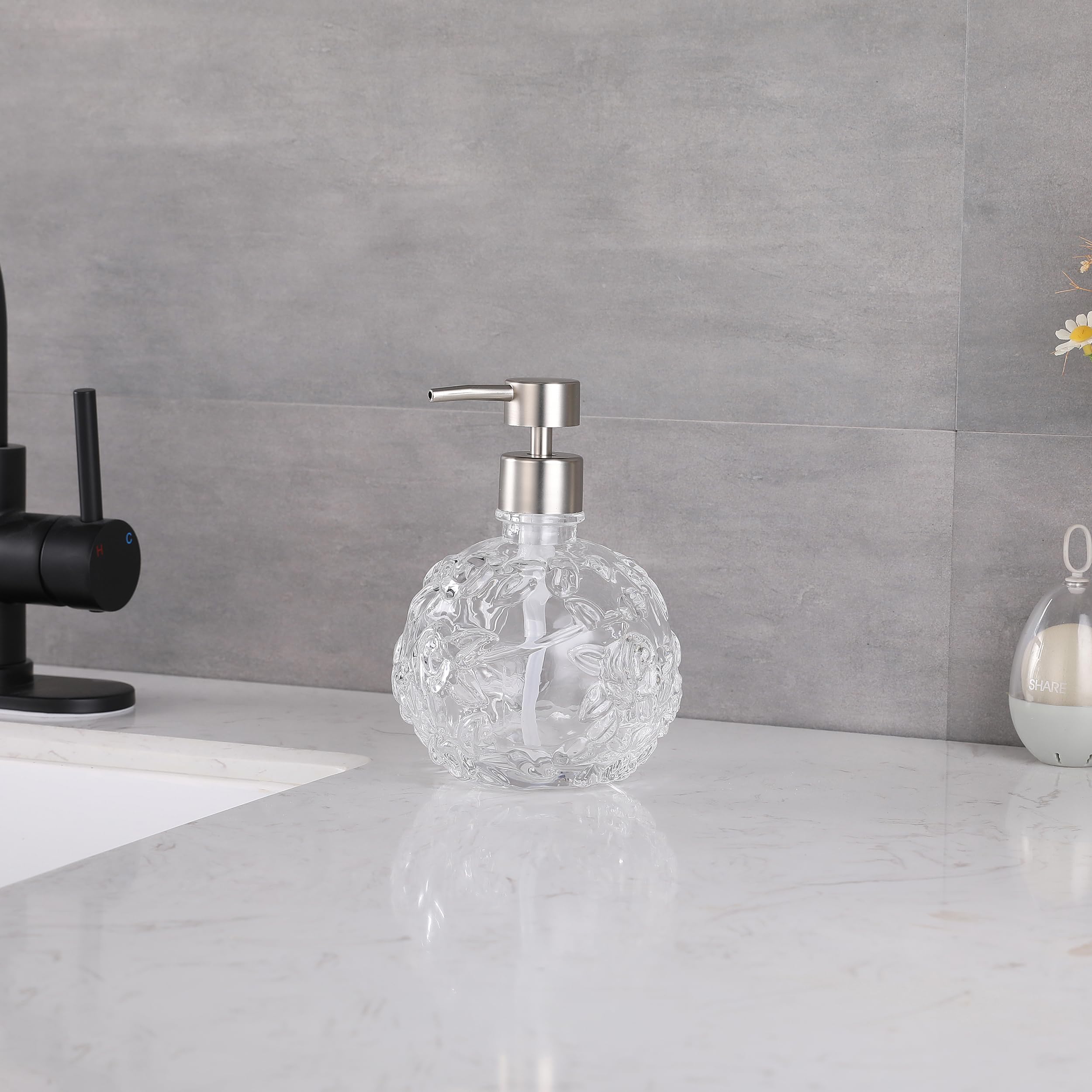 Glass Soap Pump Dispenser, Refillable Soap Dispenser