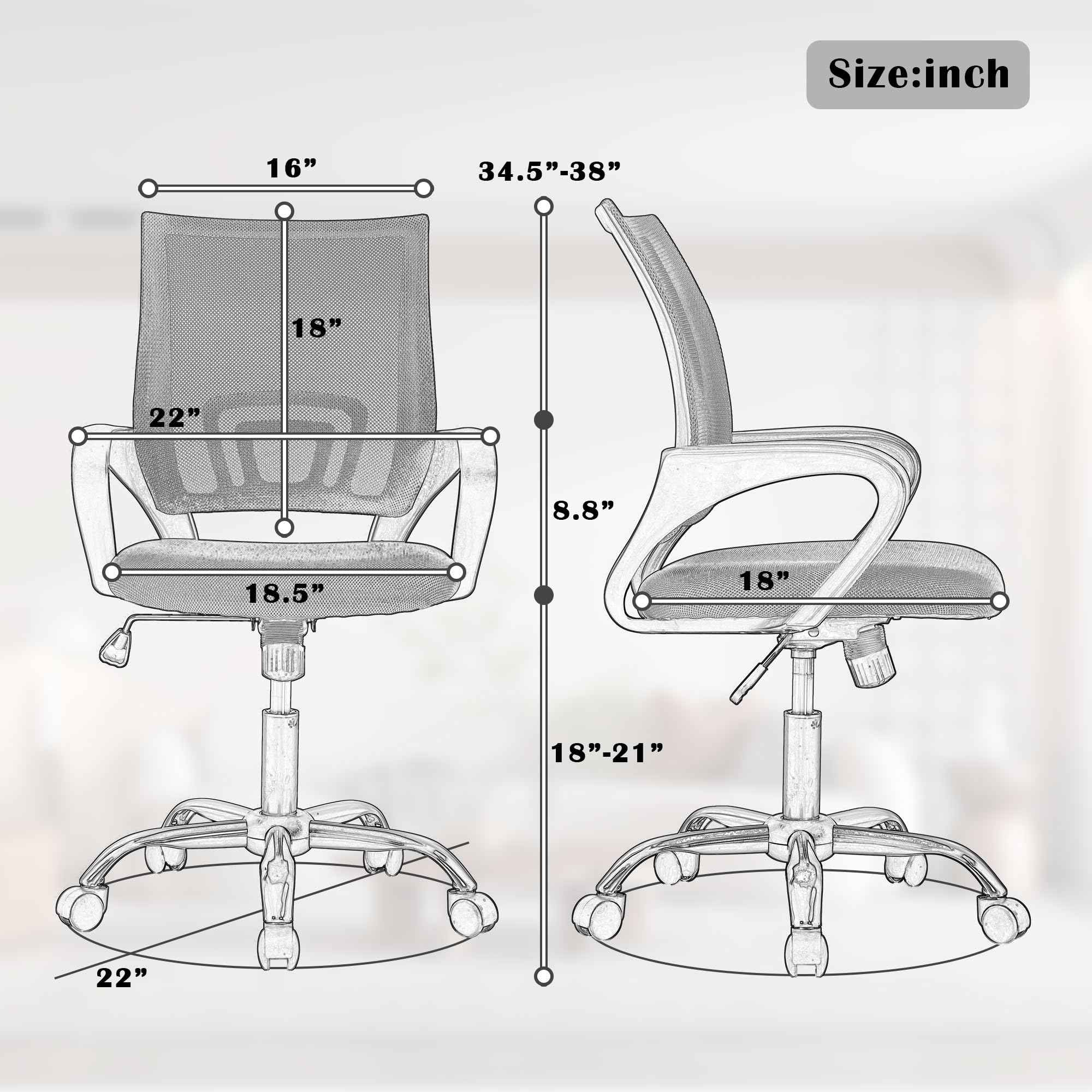 Comfortable Adjustable Mesh Office Chair with Lumbar Support