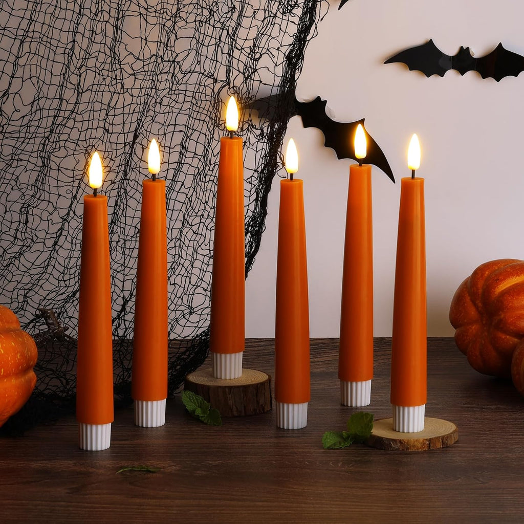 Short Flameless Taper Candles with Remote, Flickering Battery LED Wax Candlesticks Set of 6