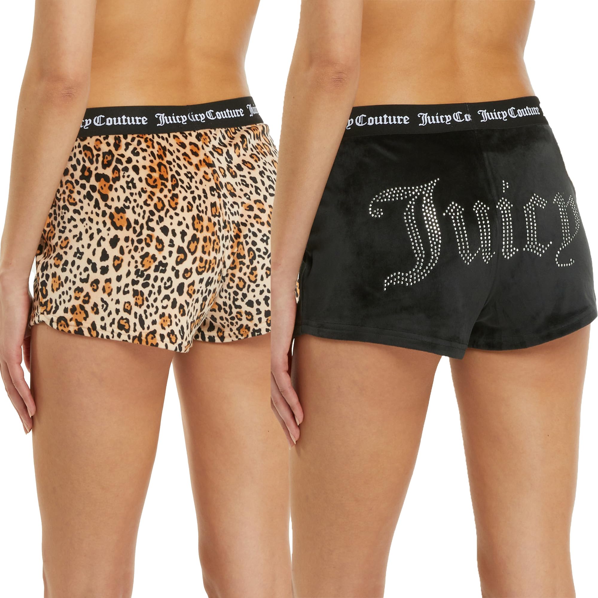 Juicy Couture Velvet Fleece Shorts 2 Piece Designer Pajama Set for Women, 2-Pack Sleep and Lounge Shorts