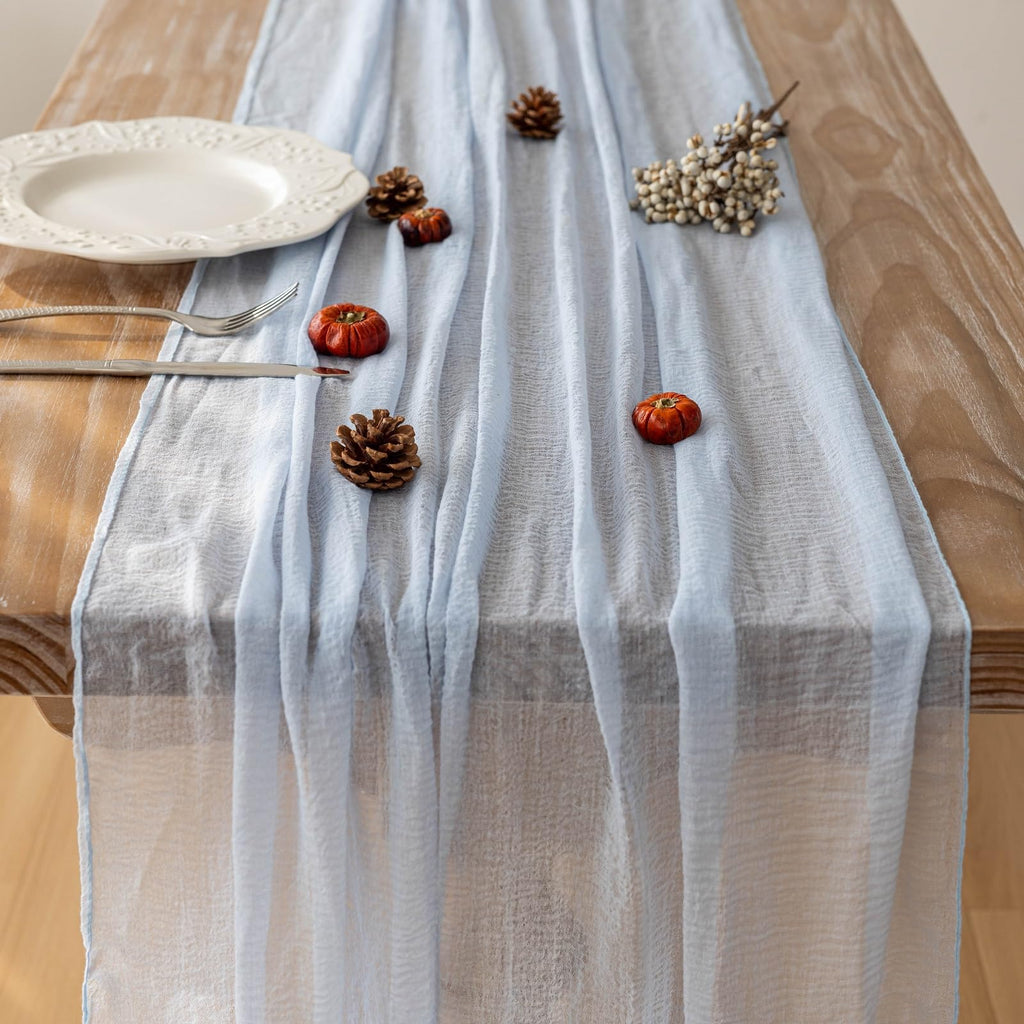 Table Runner Cheese Cloth Rustic Gauze Cheesecloth Table Runner 120 Inch 10 FT Sheer Boho Home Decorations