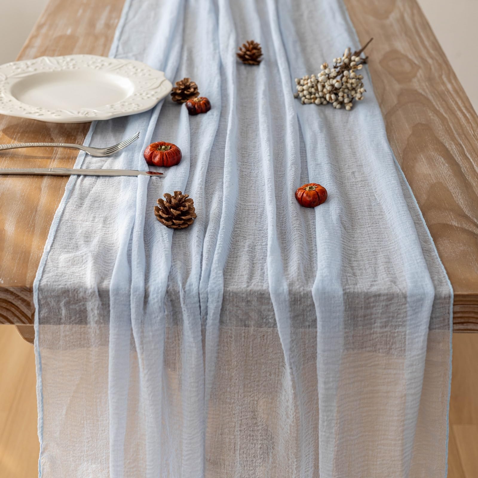 Table Runner Cheese Cloth Rustic Gauze Cheesecloth Table Runner 120 Inch 10 FT Sheer Boho Home Decorations