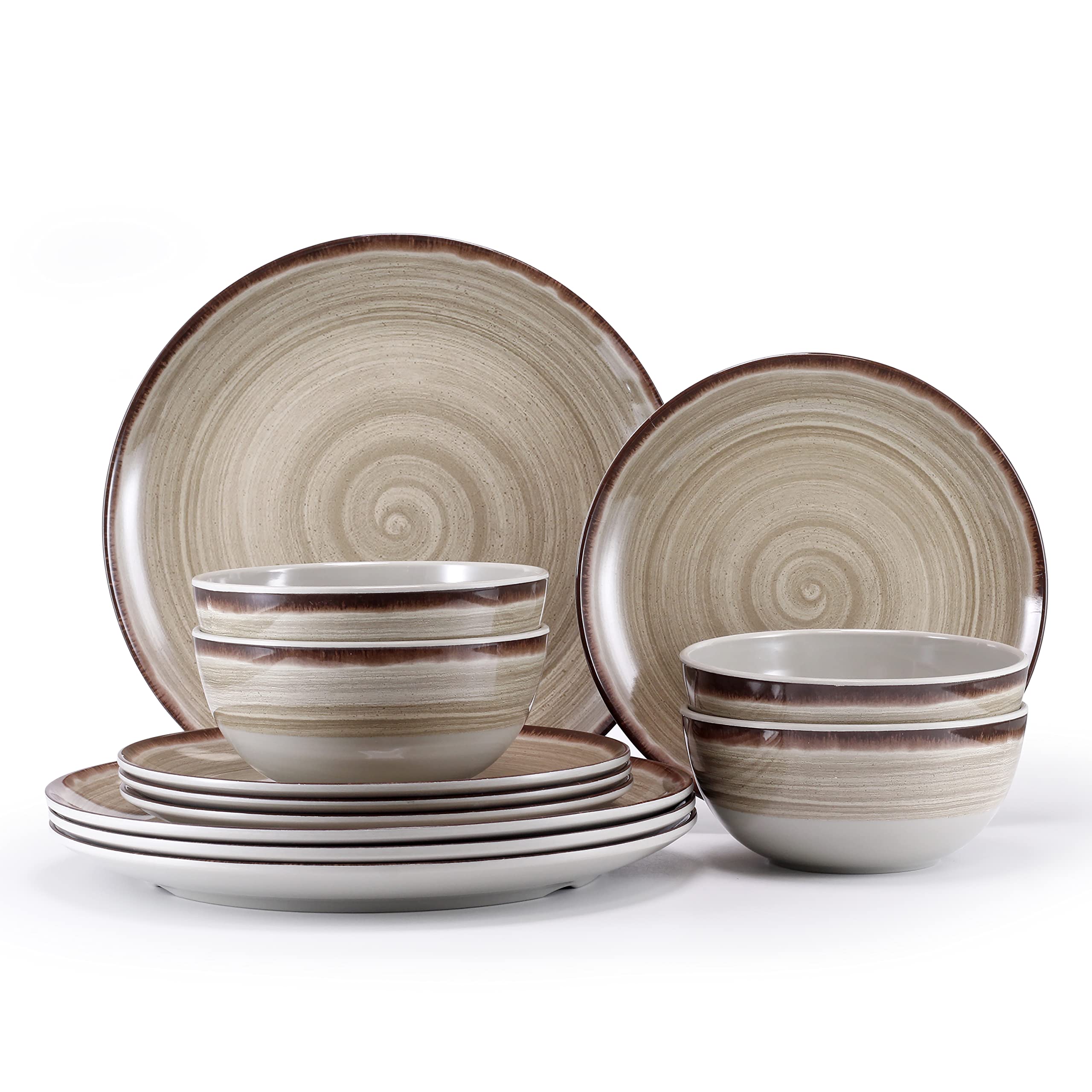 Dinnerware Set 12Pcs, Plates And Bowls Sets for 4