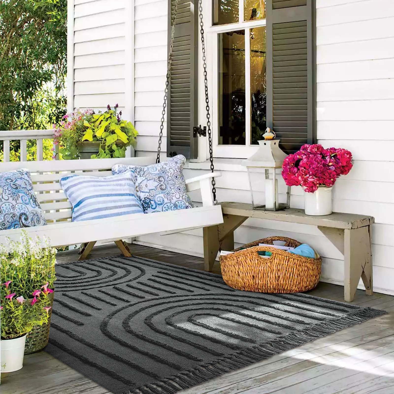 Washable Kitchen Runner Rug - Hand-Woven Bathroom Runner Rug with Tassels, Terracotta Entryway Runner Rug, Tufted Rainbow Bedroom Rug Runner, Hallway Rug for Laundry/Living Room