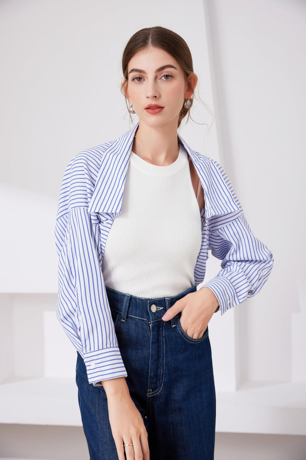 Fake Collar Long Sleeves Detachable Blouse False Collar Half Shirt Blouse Collar