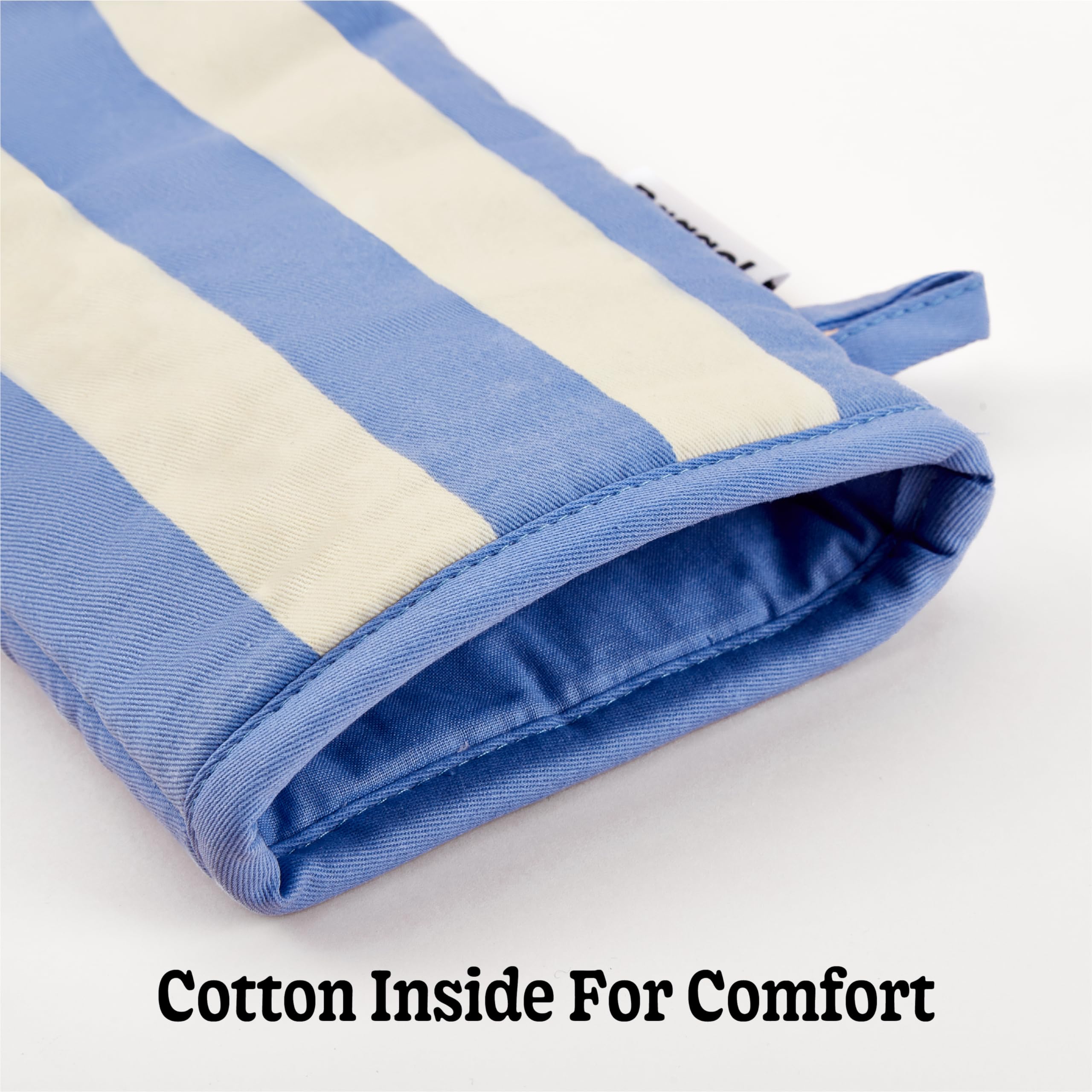 Modern and Cute Cotton Kitchen Mittens with Non-Slip Silicone Grips and Hanging Loops