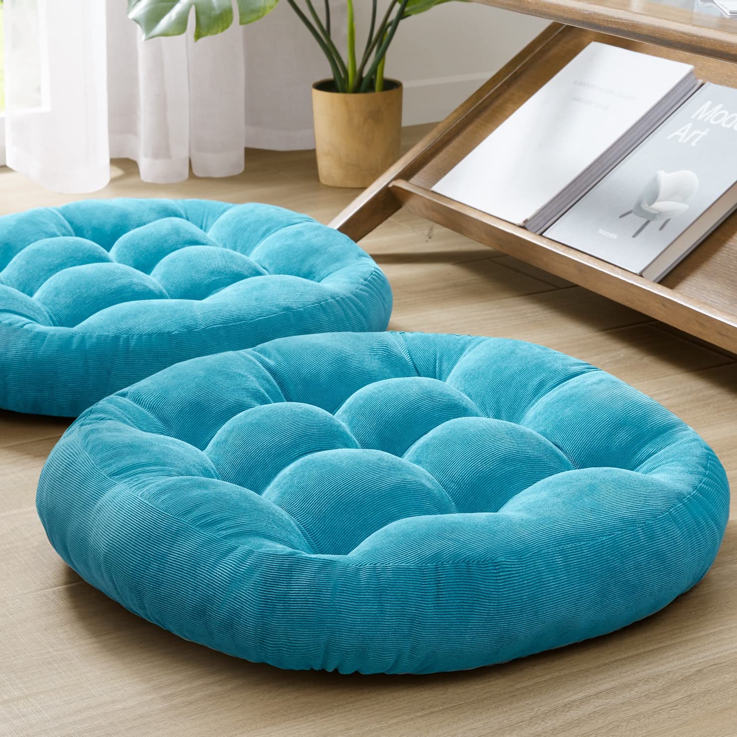 Square Large Pillows Seating Meditation Floor Pillow, Tufted Corduroy Cushion for Living Room