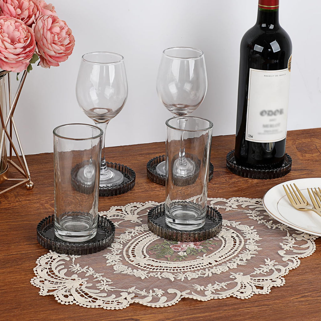 Modern Clear Coaster Set of 8- Glass Coasters for Drinks Crystal Coasters Round Cup Coasters