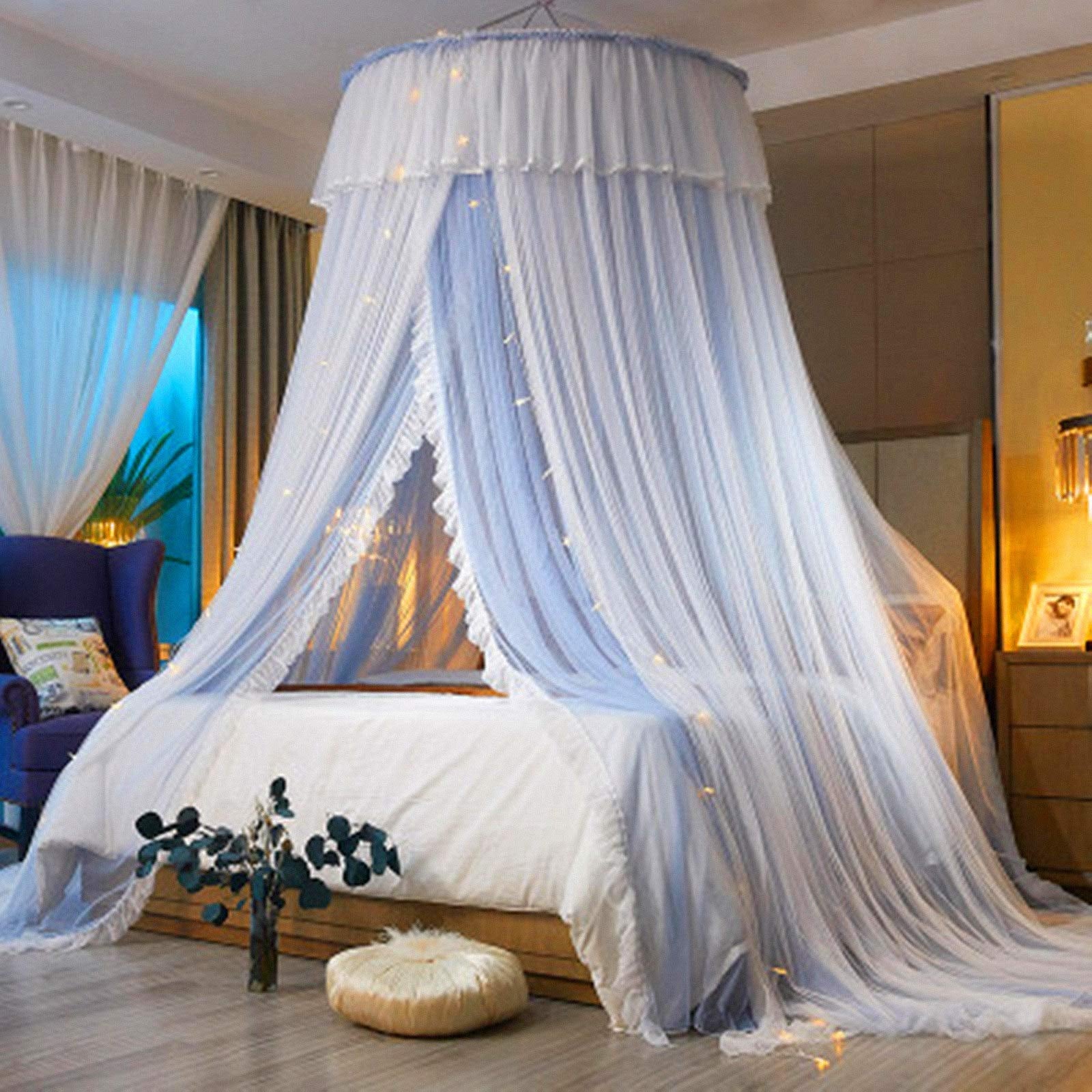 Princess Bed Canopy Bed Canopy Curtain- Double Layer Sheer Mesh Dome Bed Curtain