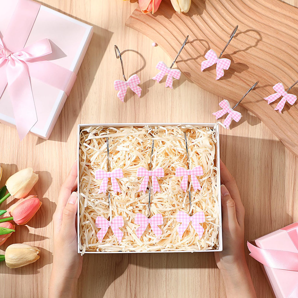 Pink Bow Shower Curtain Hooks Metal Rustproof Curtain Hangers