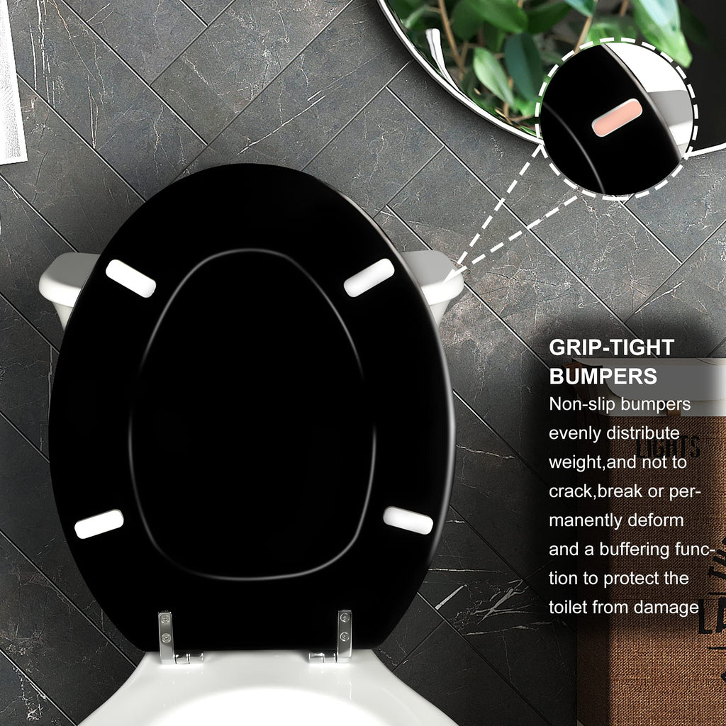 Round Toilet Seat Natural Wood Toilet Seat with Zinc Alloy Hinges, Easy to Install also Easy to Clean, Scratch Resistant
