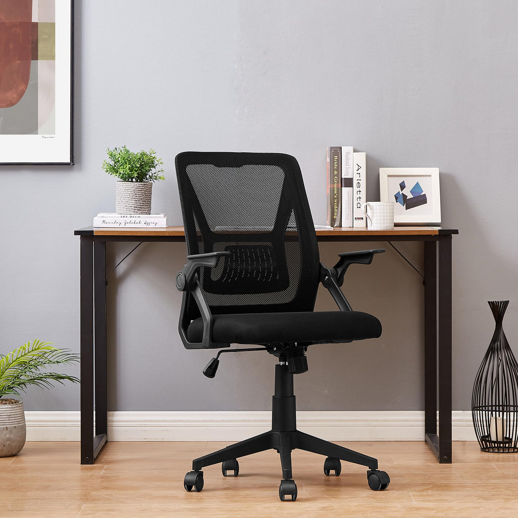 Mid-Back Swivel Ergonomic Office Chair with Adjustable Arms Mesh Lumbar Support