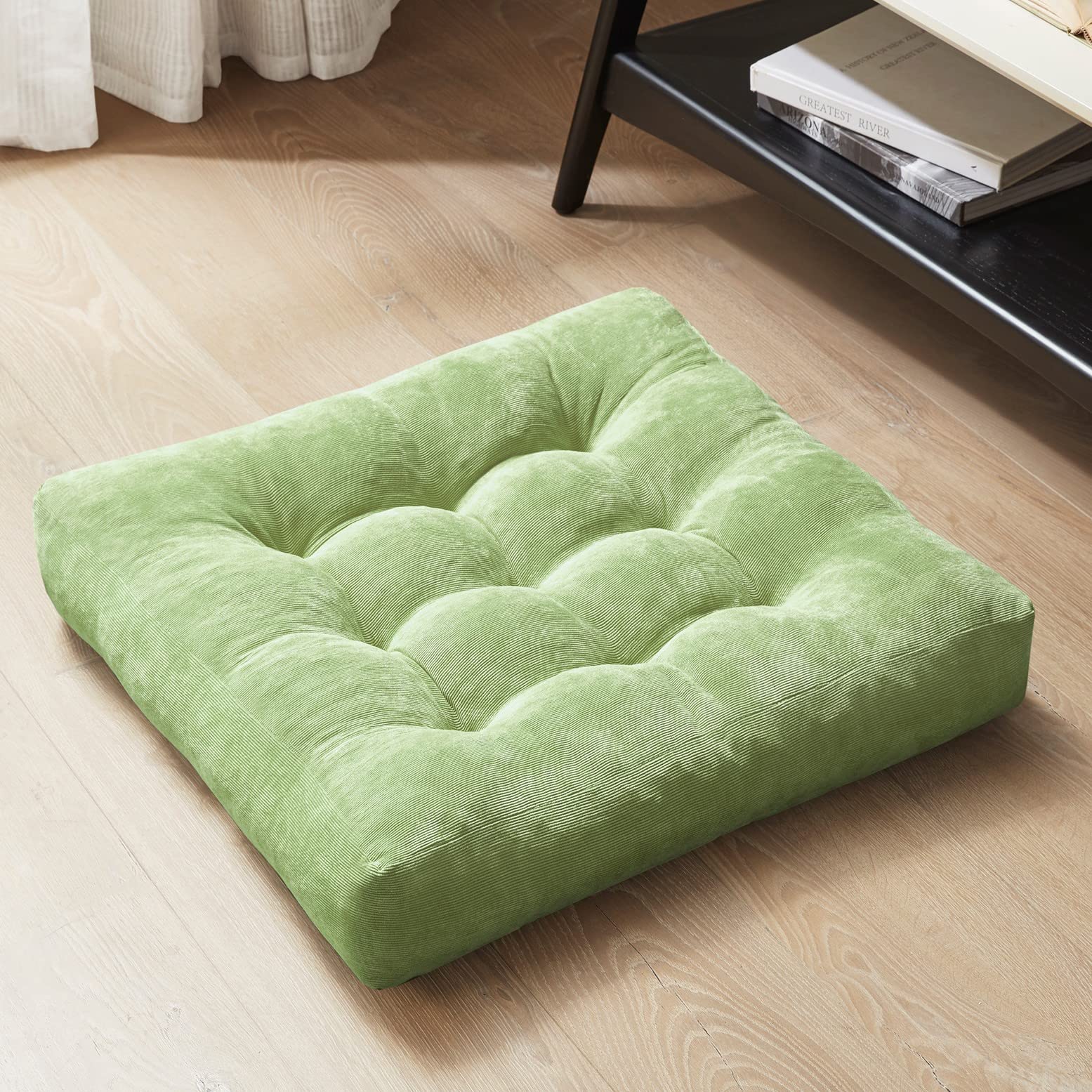 Square Large Pillows Seating Meditation Floor Pillow, Tufted Corduroy Cushion for Living Room