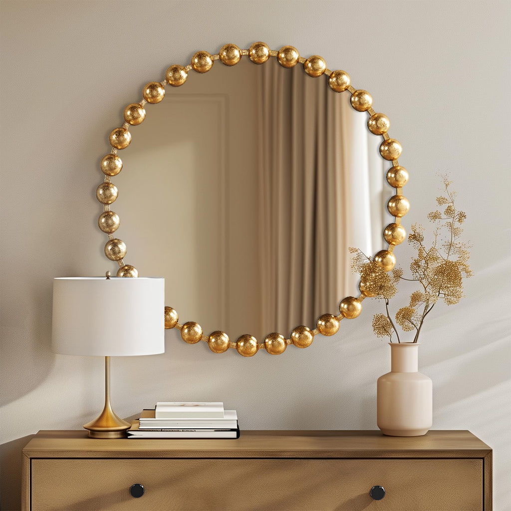 Metal Spherical Frame Round Mirror 36" Diameter