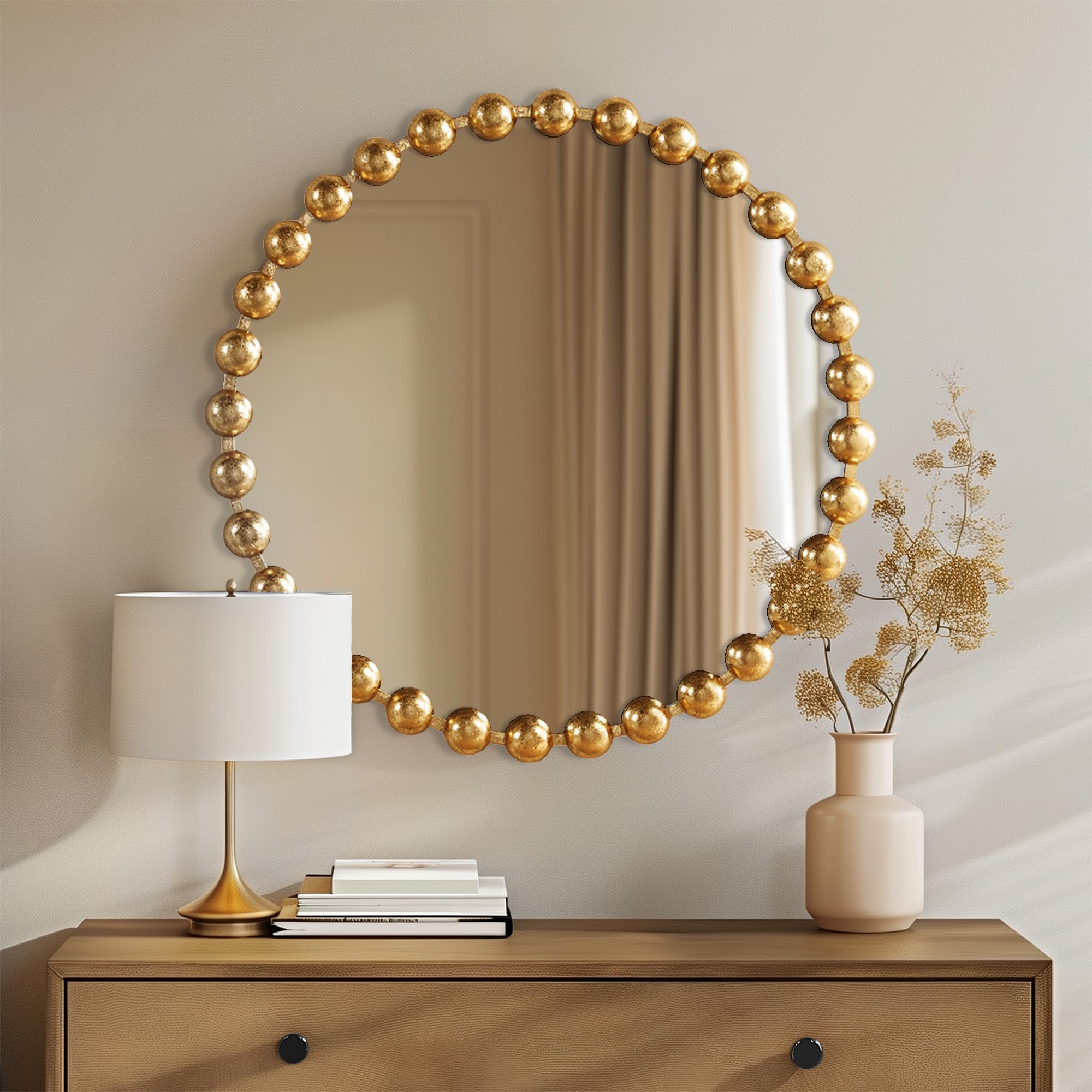 Metal Spherical Frame Round Mirror 36" Diameter