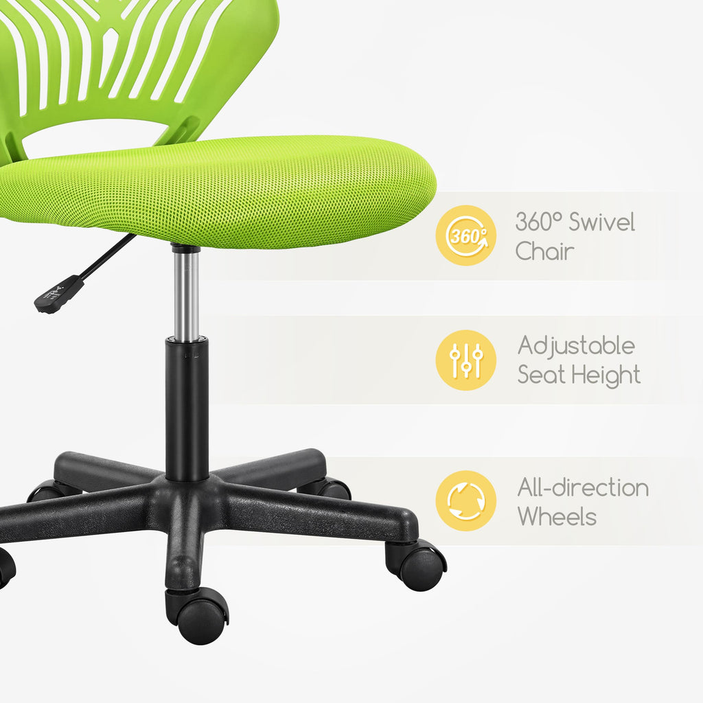 Cute Low-Back Armless Study w/Lumbar Support Adjustable Swivel Chair