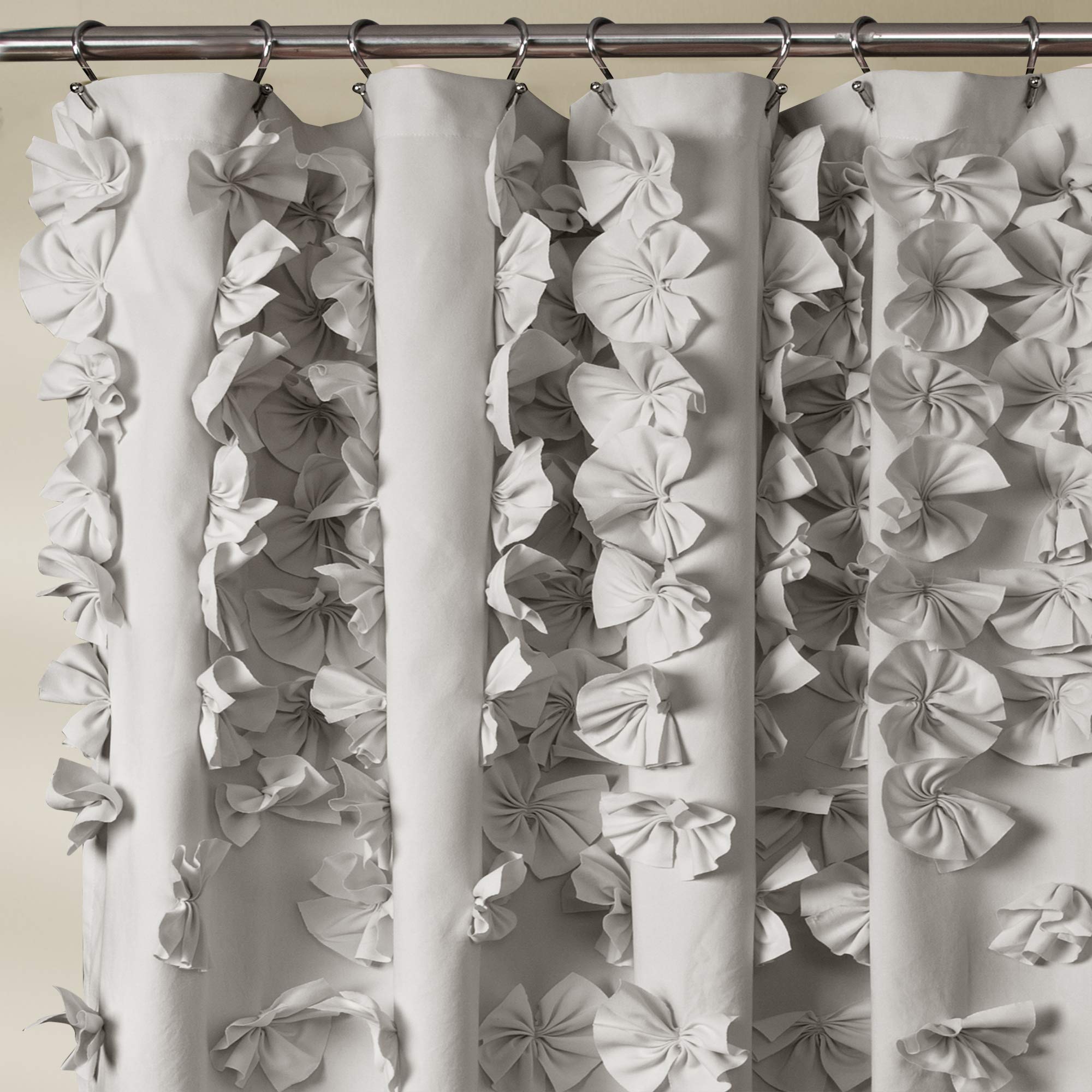 Lush Decor Shower Curtain, 72" W x 72" L - Luxury Shower Curtain With Bows Vintage Glam Bathroom Decor