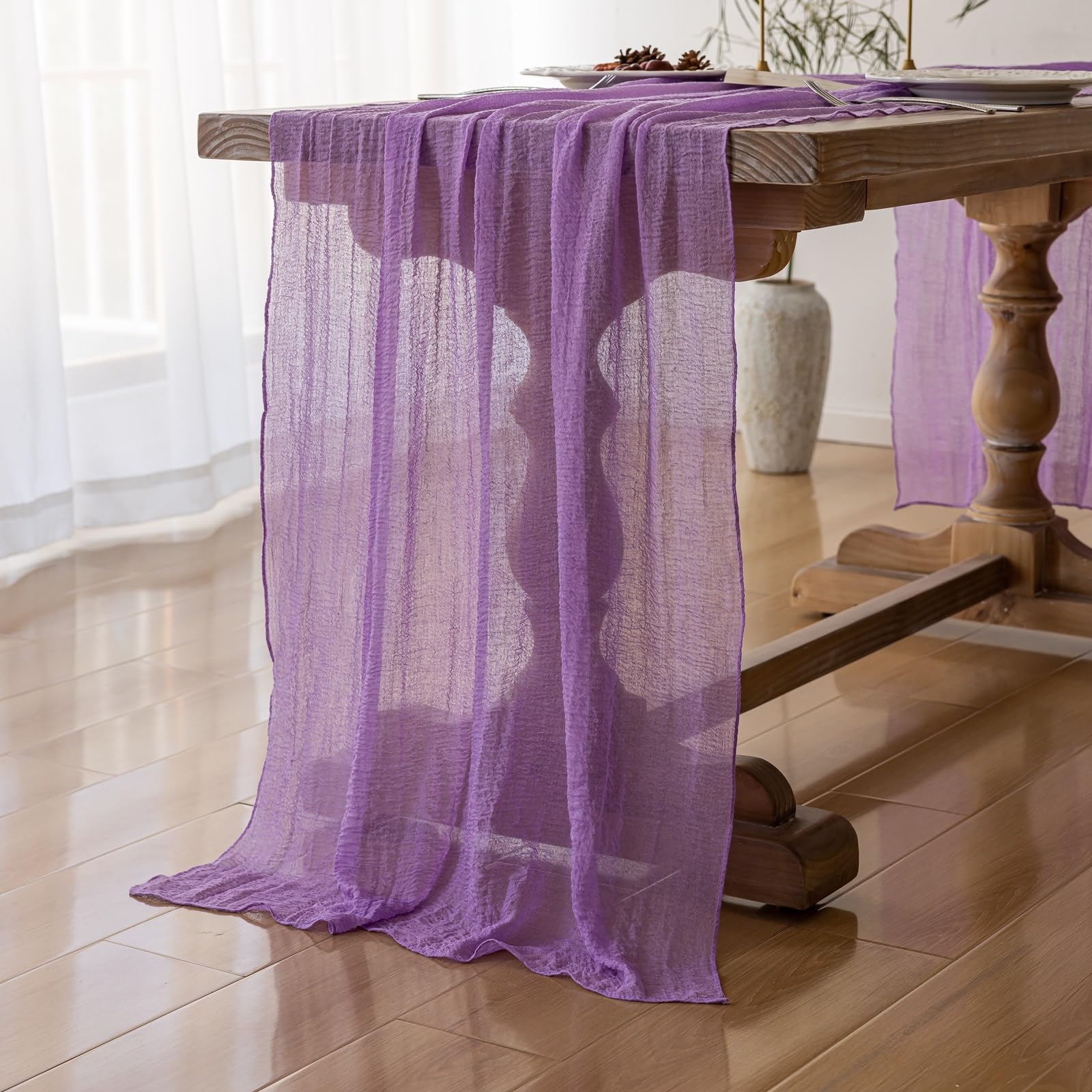 Table Runner Cheese Cloth Rustic Gauze Cheesecloth Table Runner 120 Inch 10 FT Sheer Boho Home Decorations