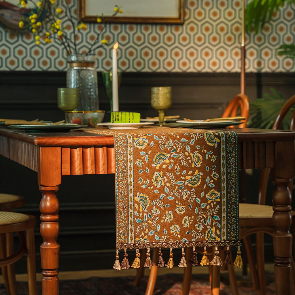Retro-Luxury Tassels Table Runner Series for Kitchen Dining Table