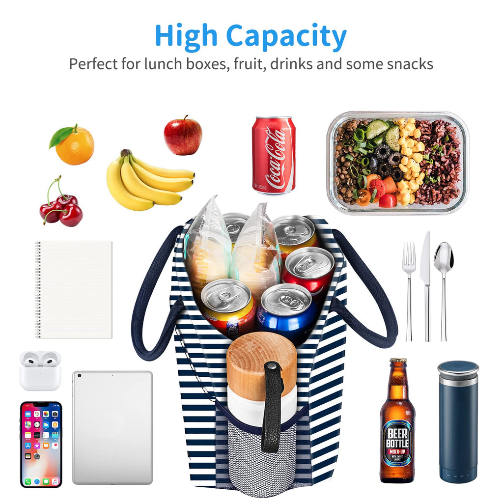 Reusable Insulated Lunch Tote Bag,Leakproof Food Handbags Case High Capacity