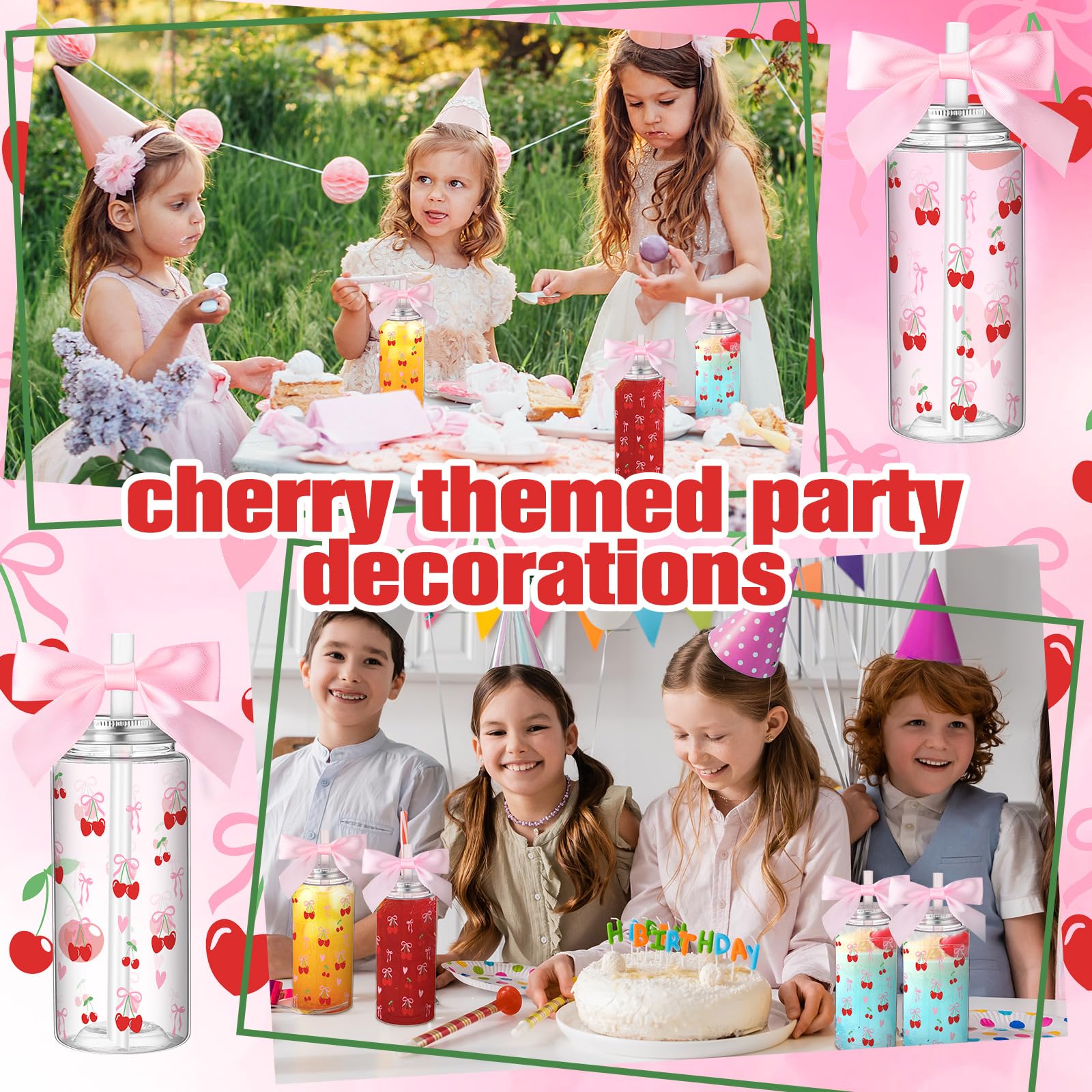 Color Bow Plastic Cups Coquette Bow Aesthetic Cup with Lids and Straws 14 oz Reusable Cute Bow Plastic Tumbler with Ribbon Bow