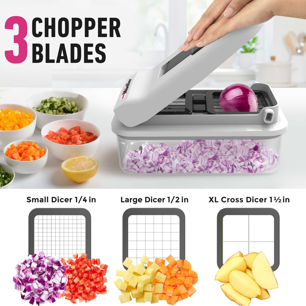 Mueller Pro-Series All-in-One, Mandoline Slicer for Kitchen, Food Chopper, Cucumber Slicer and Spiralizer, Cutter, Dicer, Grater, Kitchen Essentials