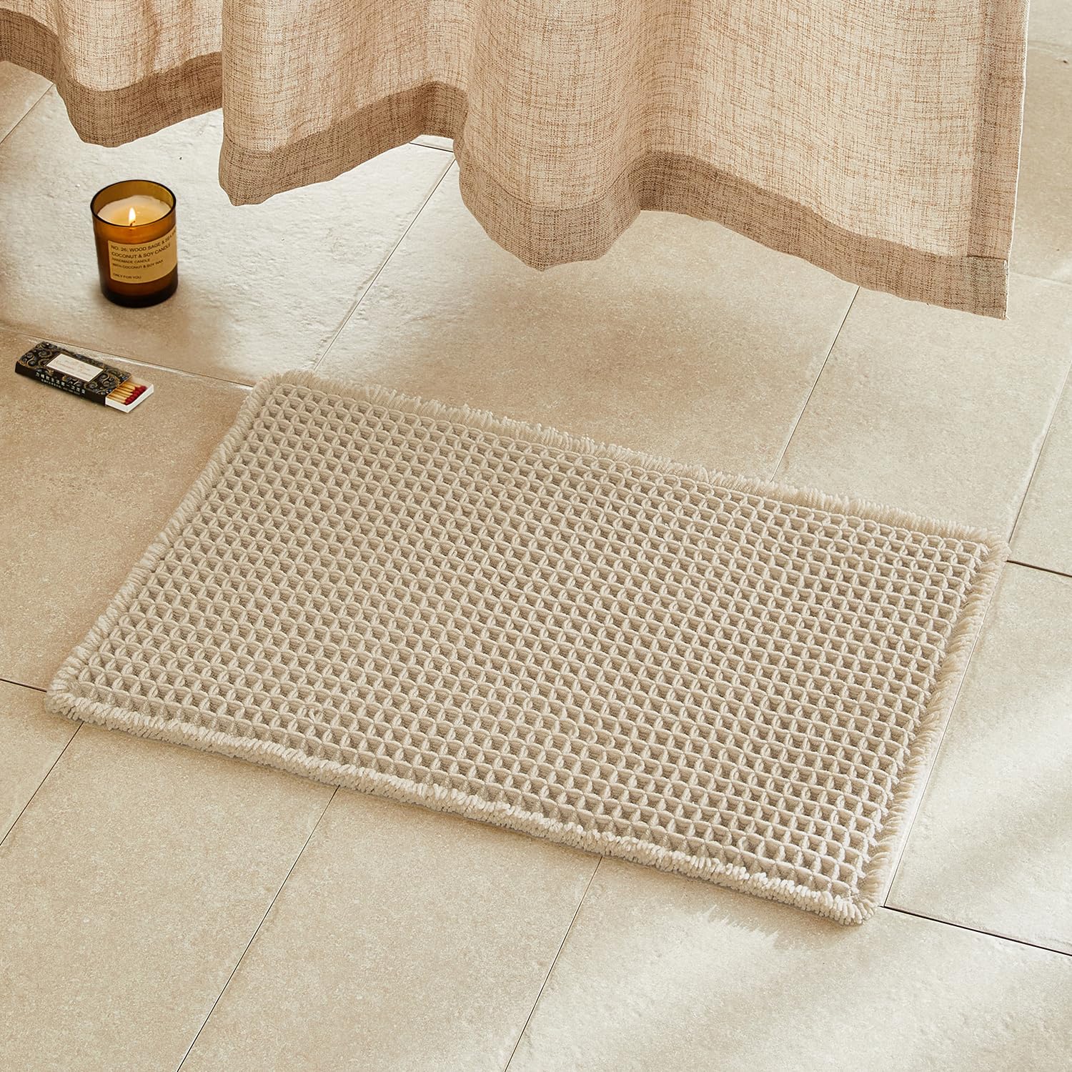 Waffle Bath Mat Non Slip Washable Quick Dry Cute Bath Mat