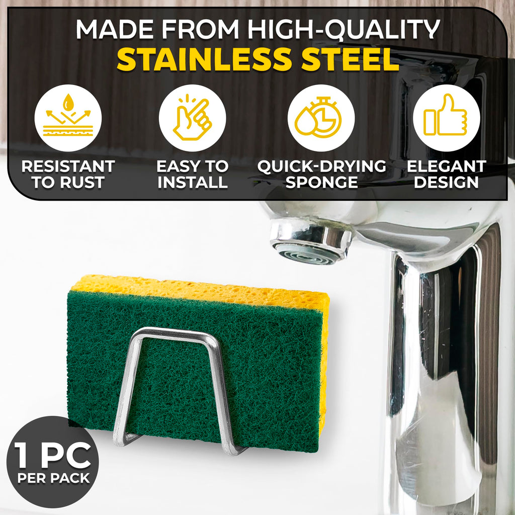 Stainless Steel Sponge Holder for Kitchen Sink â€?Compact & Durable, Easy to Install, Keeps Sponge Dry, Saves Storage Space