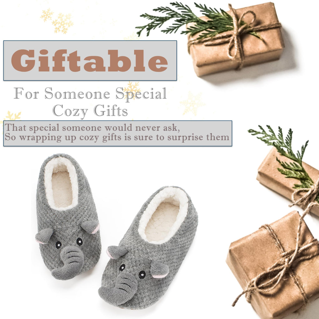 Cute Animal House Slippers - Fuzzy Warm Bedroom Slipper Socks Non-Slip Grippers