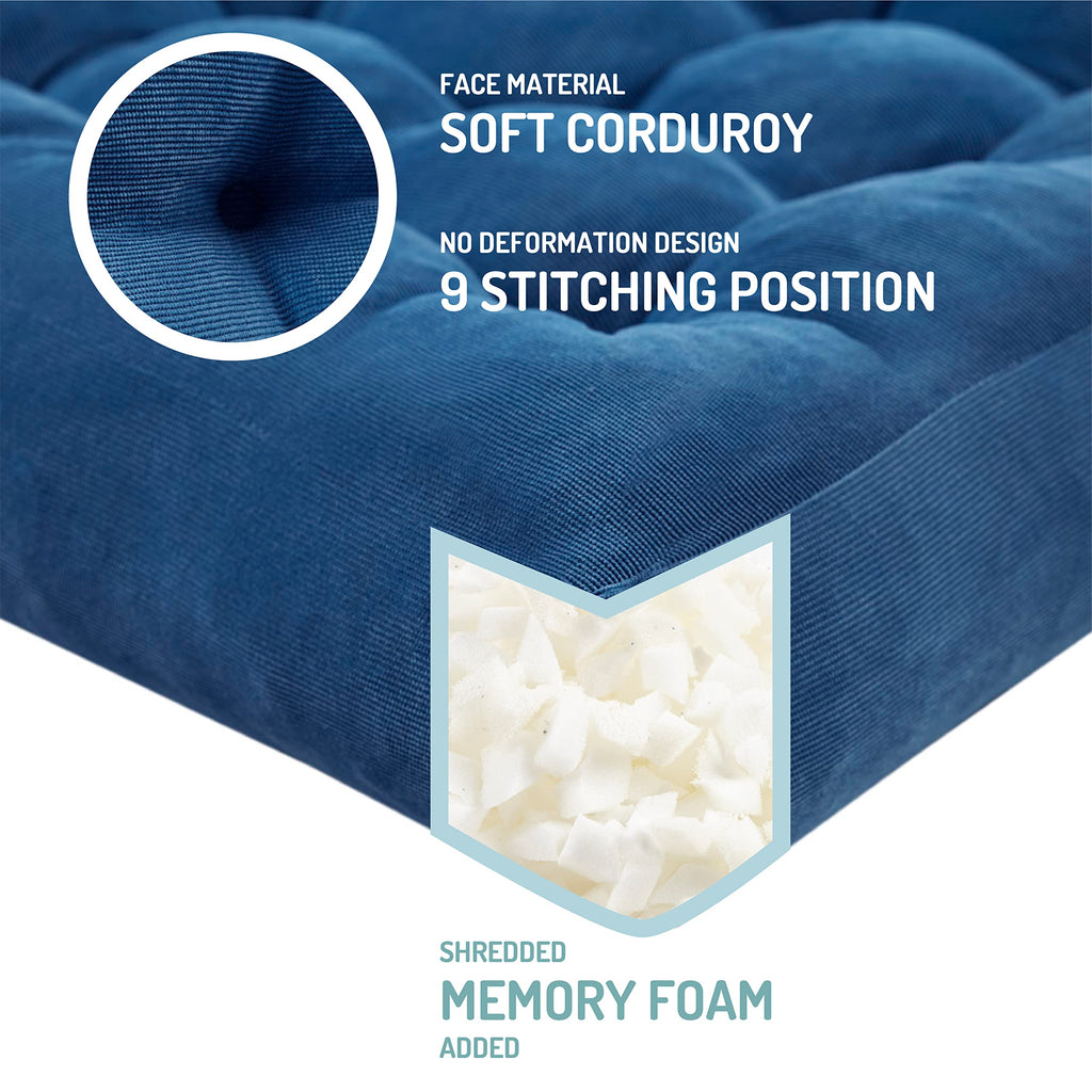 Square Large Pillows Seating Meditation Floor Pillow, Tufted Corduroy Cushion for Living Room