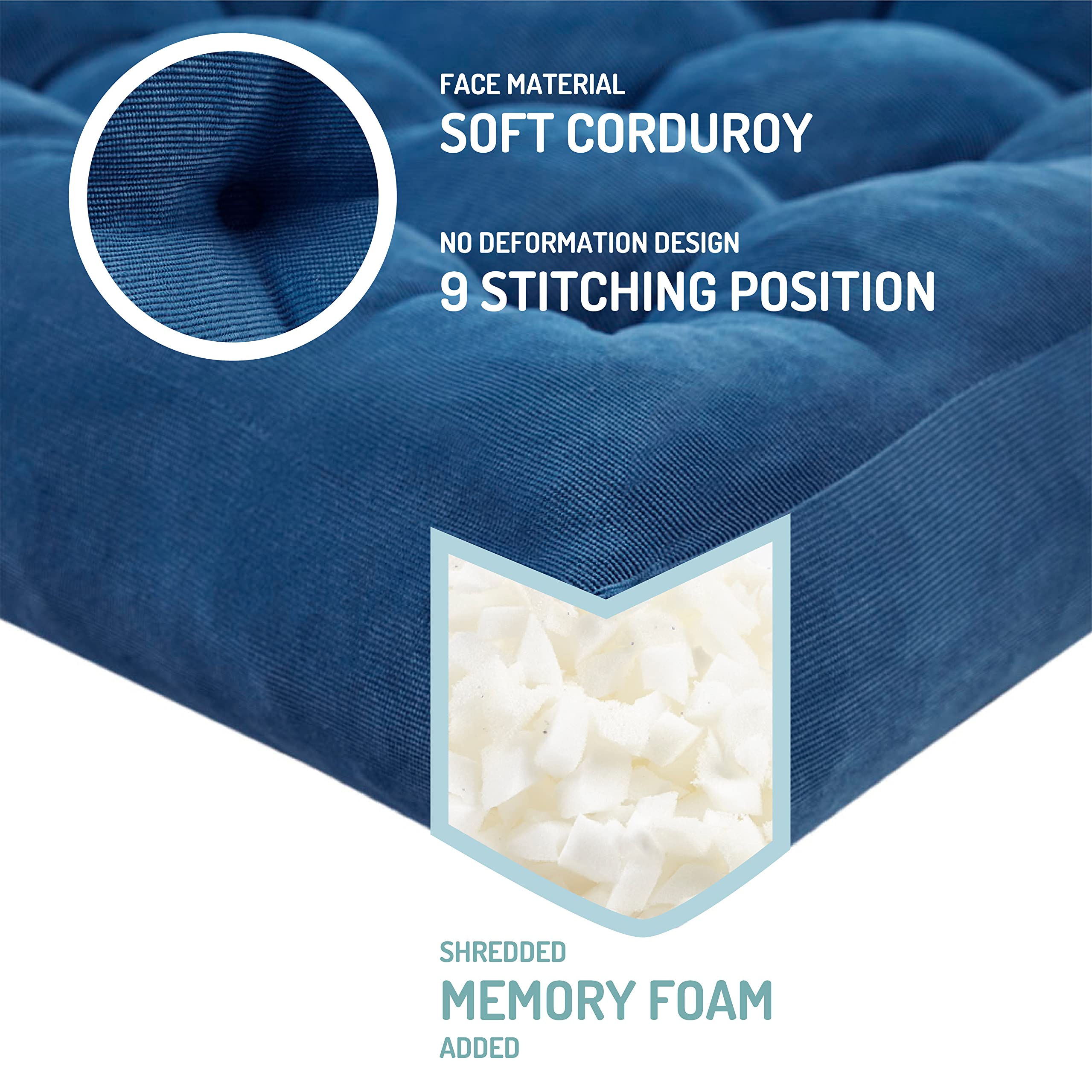 Square Large Pillows Seating Meditation Floor Pillow, Tufted Corduroy Cushion for Living Room