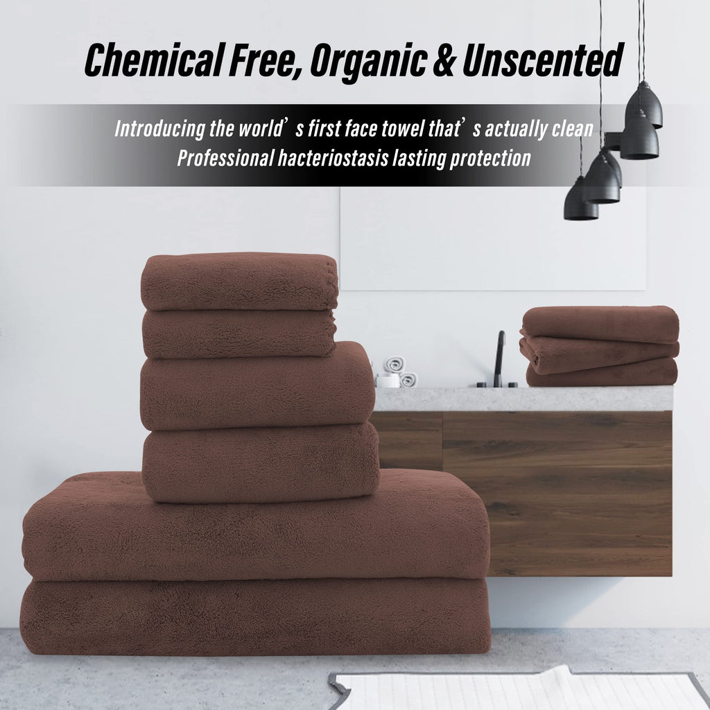 Ultra Soft Towel Set - Quick Drying - 2 Bath Towels 2 Hand Towels 2 Washcloths - Microfiber Coral Velvet Highly Absorbent Towel (6 Pcs)